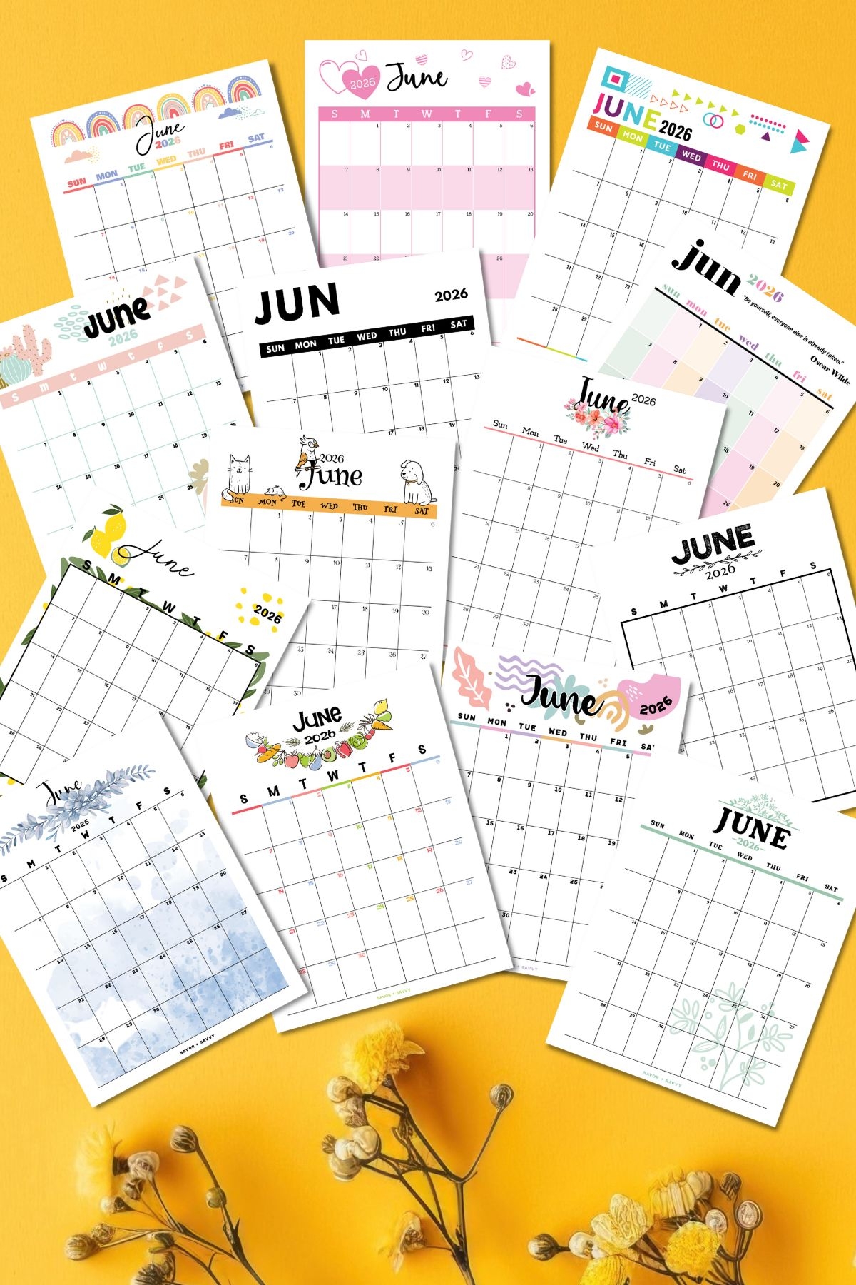 June 2026 Calendar Templates 14 Free Printables Savor Savvy
