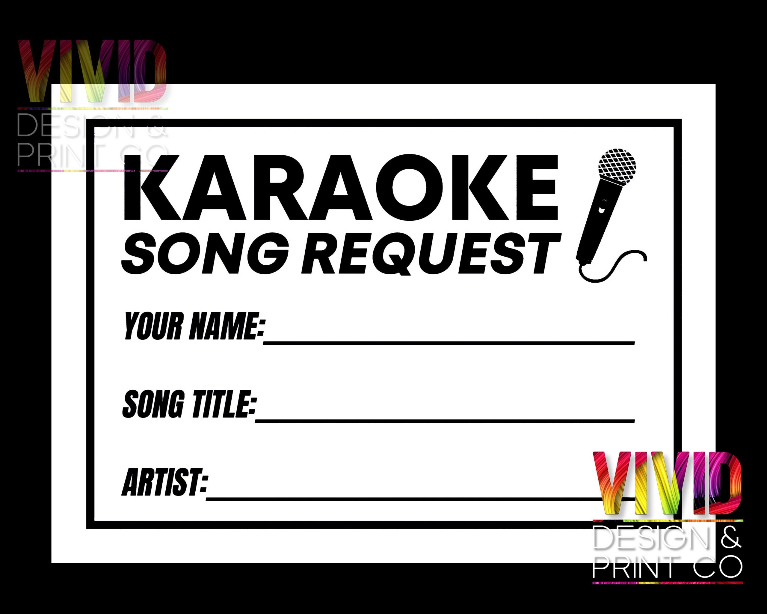 Karaoke Slips Print At Home Black White Digital Download 8 Per 
