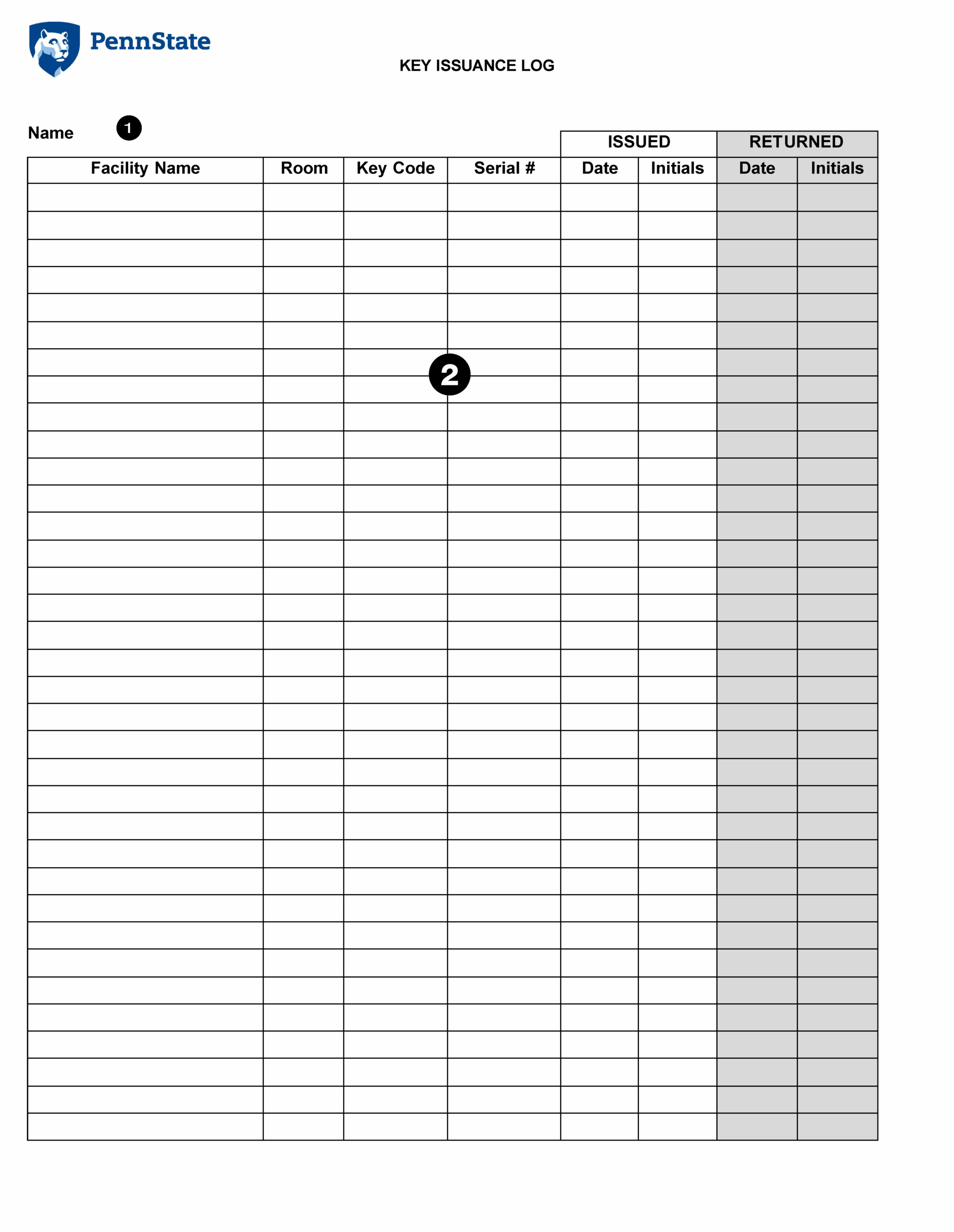 KEY ISSUANCE LOG FORM KEY ISSUANCE LOG FORM