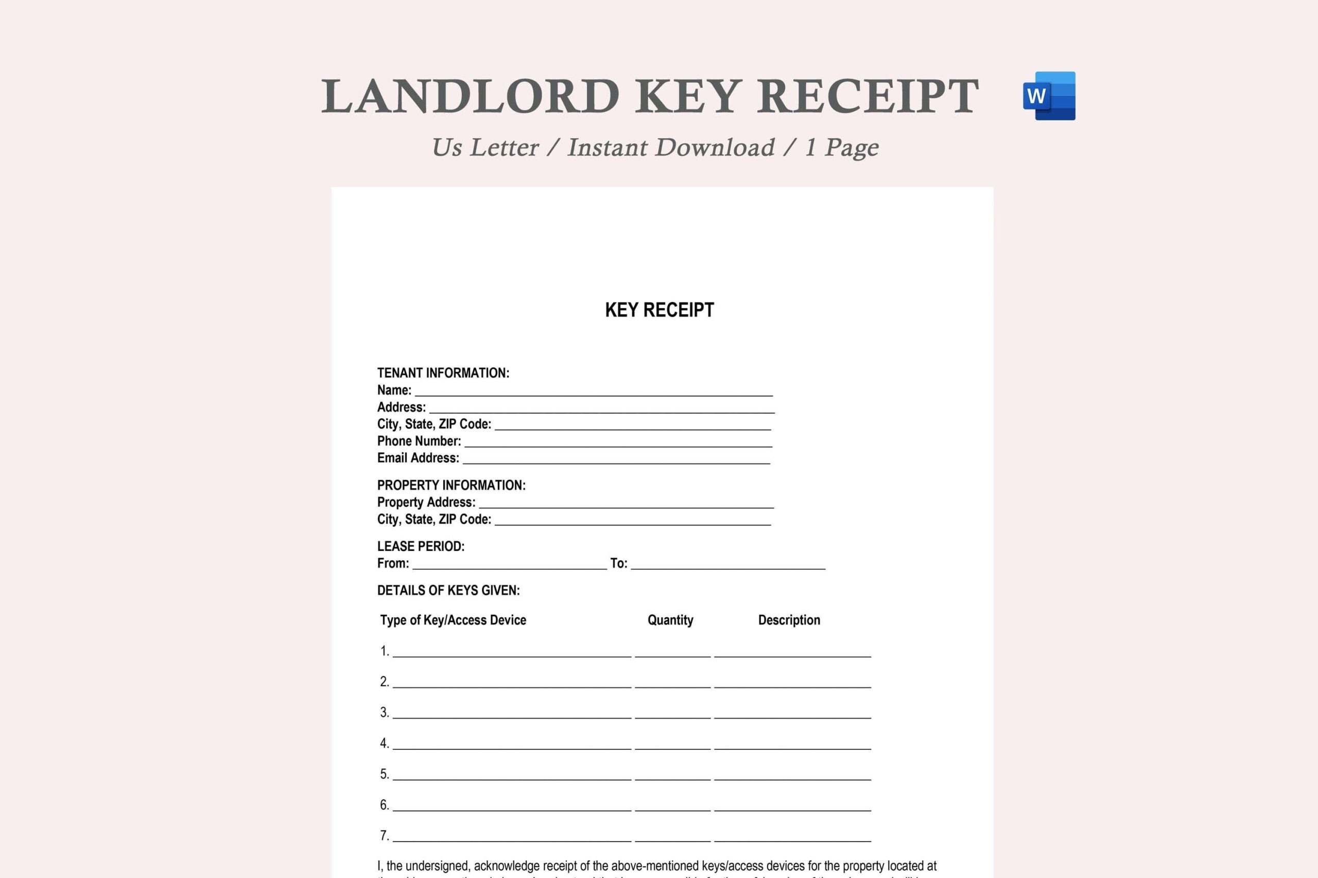 Key Receipt Form Template key Received Form key Receipt For Tenants key Receipt Template rental Key Receipt Form tenant Key Receipt Form Etsy UK