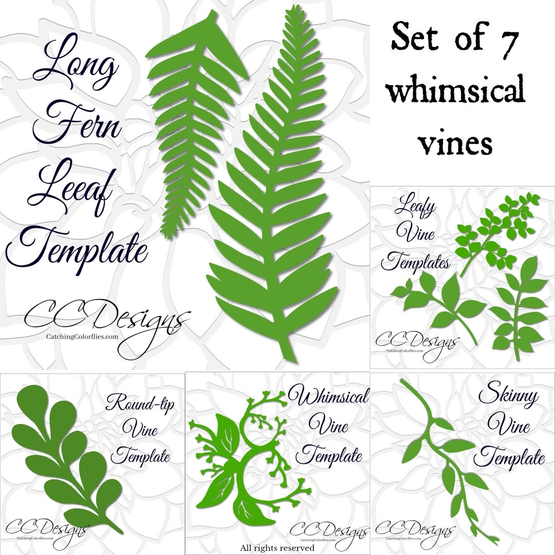 Leaf U0026 Vine Templates Printable Vine Template Leaf Vine SVG Cut Files Paper Fern Vine Large Paper Leaf Templates Paper Flowers Etsy Norway