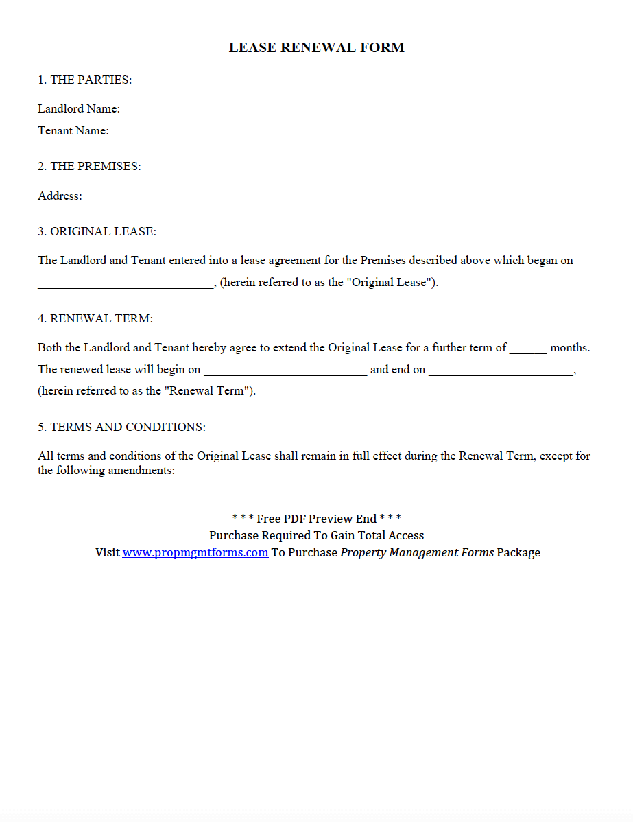 Free Printable Lease Renewal Template Pdf