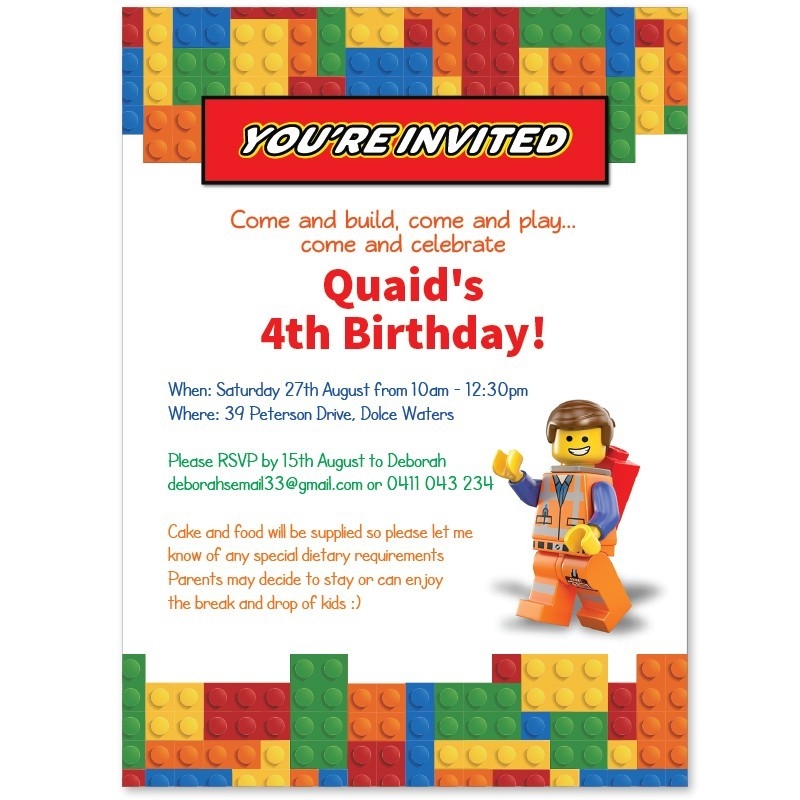 Lego Birthday Party Invitations Paper Divas