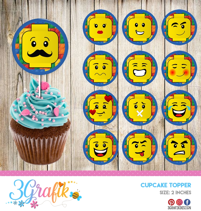 Lego Cupcakes Topper Printable 3Grafik