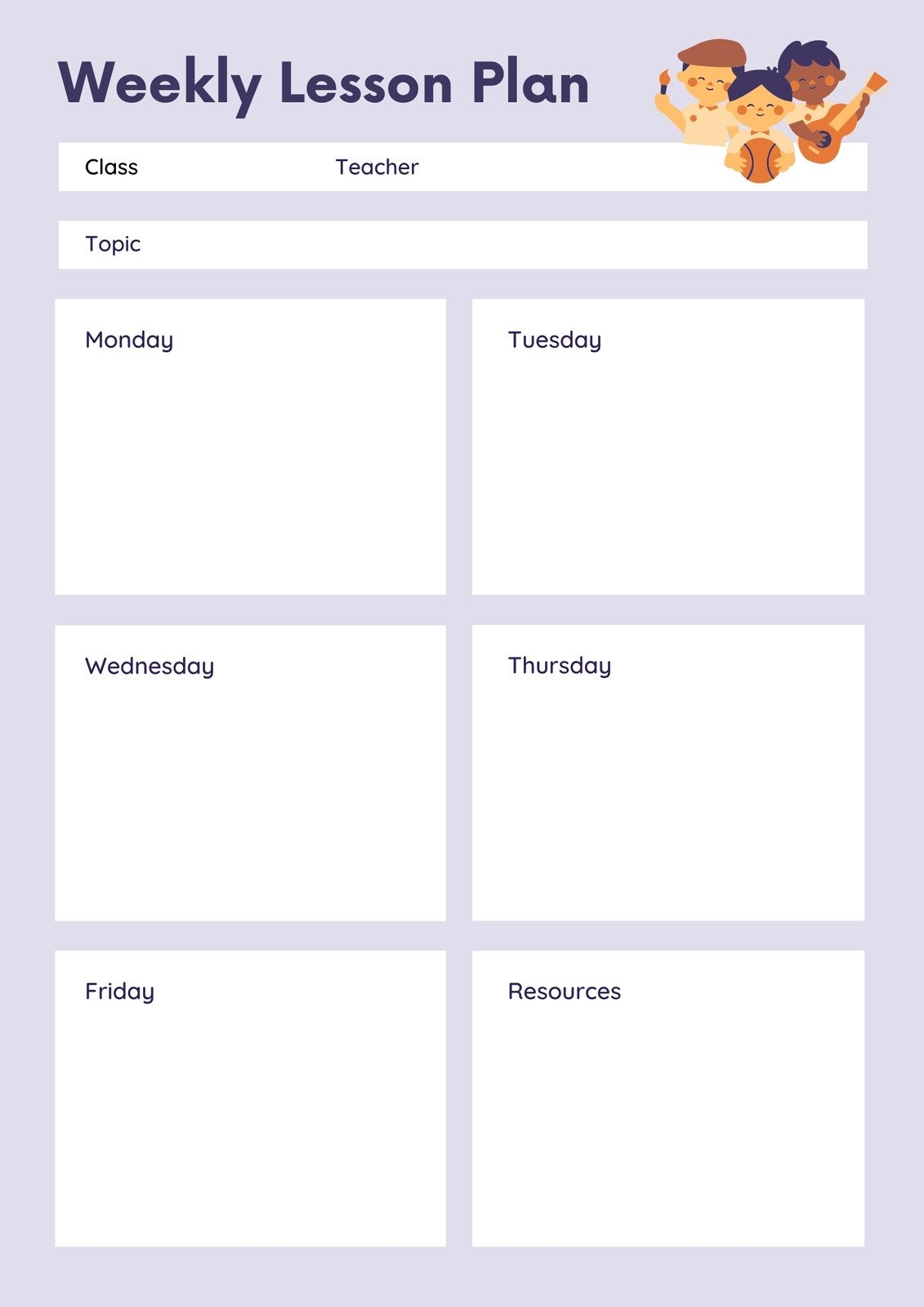Free Printable Lesson Plan Template Preschool