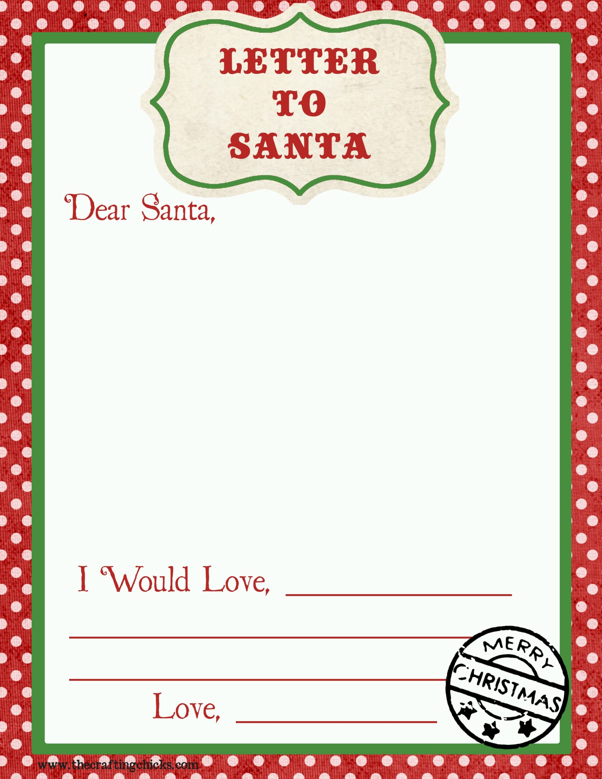 Letter To Santa Free Printable Download Letter To Santa Free Printable Download