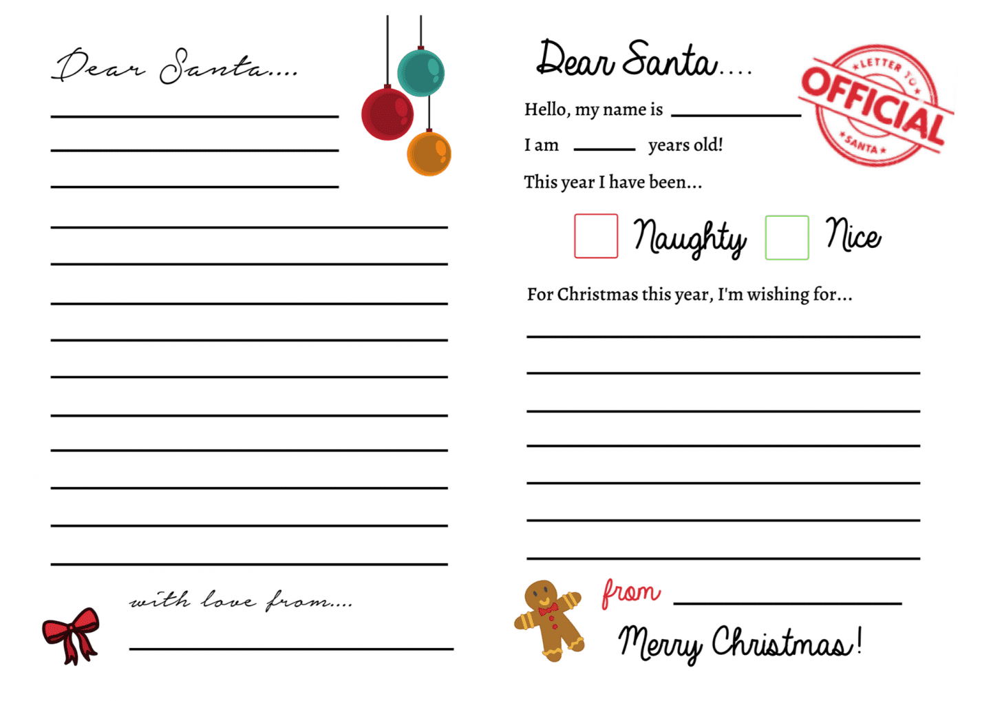 Free Printable Letter Templates To Santa