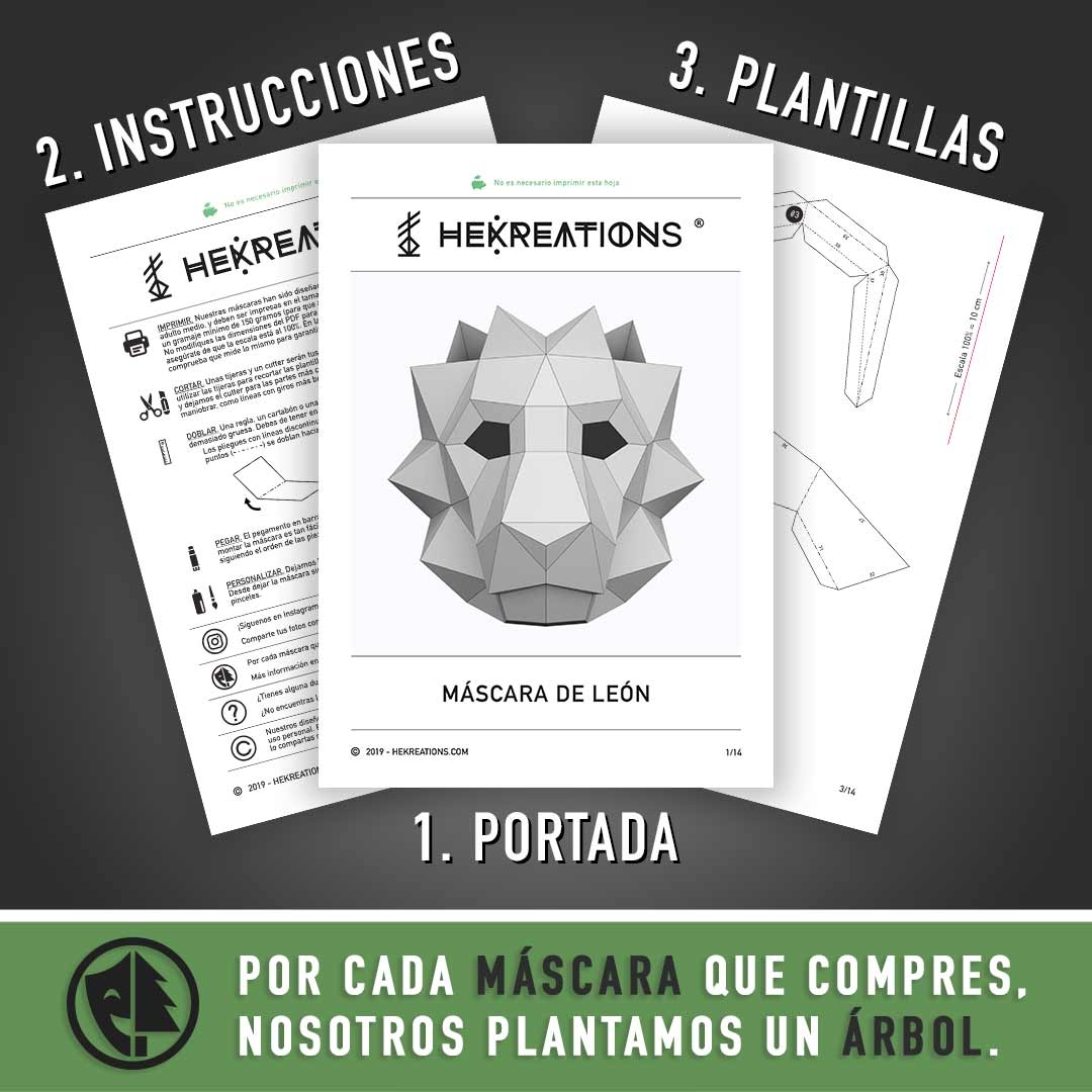 Lion Mask Printable Template Papercraft PDF Pattern