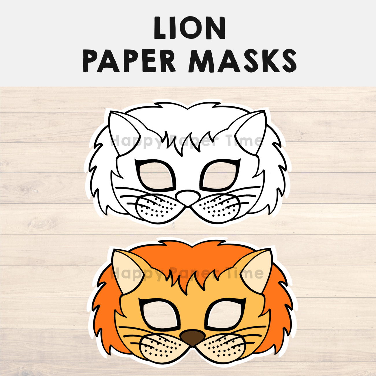 Lion Paper Masks Printable Africa Animal Coloring Craft Activity Template Made By Teachers
