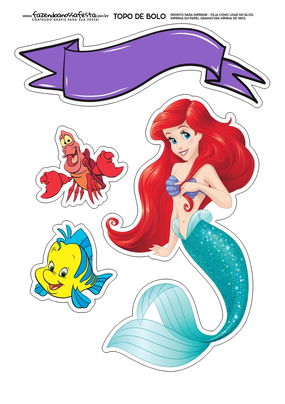 Little Mermaid Free Printable Cake Toppers Oh My Fiesta In 