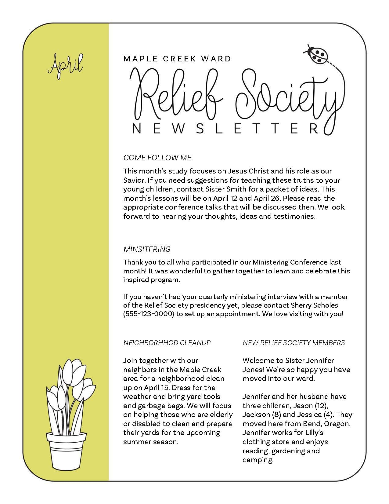 Lively Blooms A Year s Worth Of Relief Society Newsletter Templates FREE Editable PDF Sample Hang A Ribbon On The Moon
