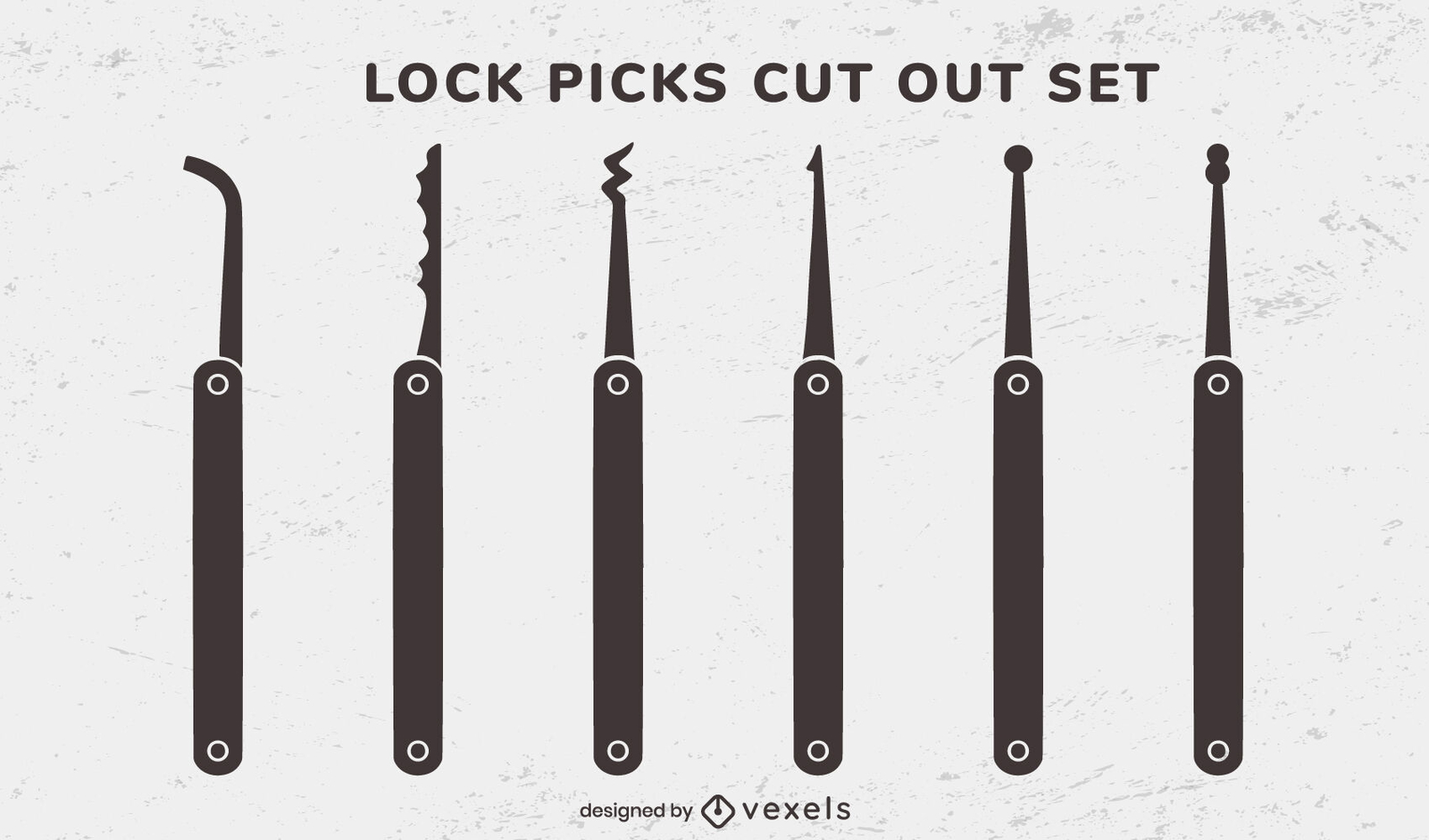 Lock Picks Equipment Cut Out Set Vector Download
