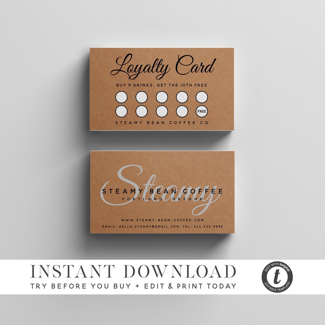 Loyalty Card Template INSTANT DOWNLOAD Kraft Customer Loyalty Cards Rewards Card Editable Rewards Card Design Printable Loyalty Cards Etsy Loyalty Card Template INSTANT DOWNLOAD Kraft Customer Loyalty Cards Rewards Card Editable Rewards Card Design Printable Loyalty Cards Etsy
