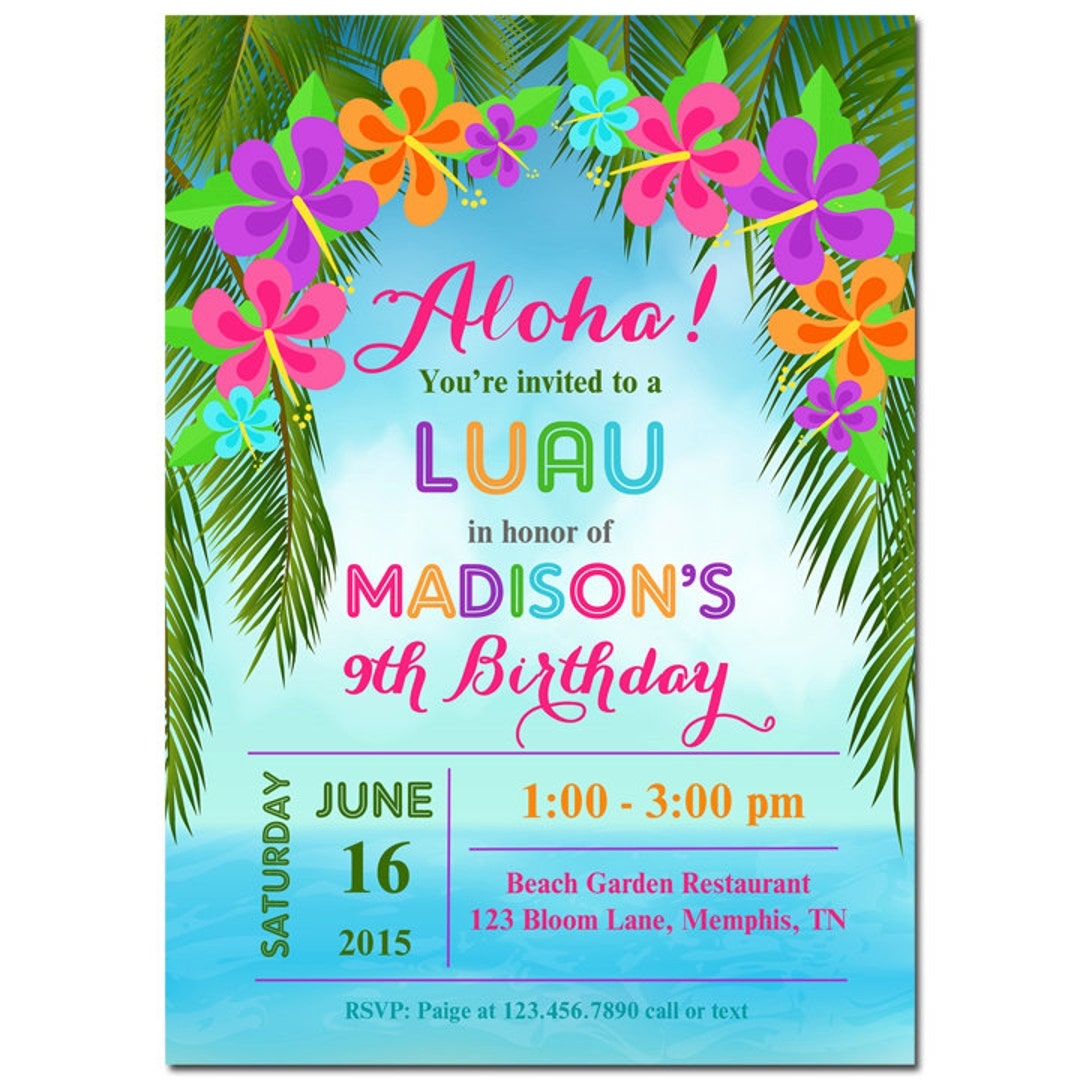 Luau Invitation Printable Or Printed With FREE SHIPPING Personalized For Your Occassion Birthday Anniversary Shower Beach Luau Etsy Luau Invitation Printable Or Printed With FREE SHIPPING Personalized For Your Occassion Birthday Anniversary Shower Beach Luau Etsy