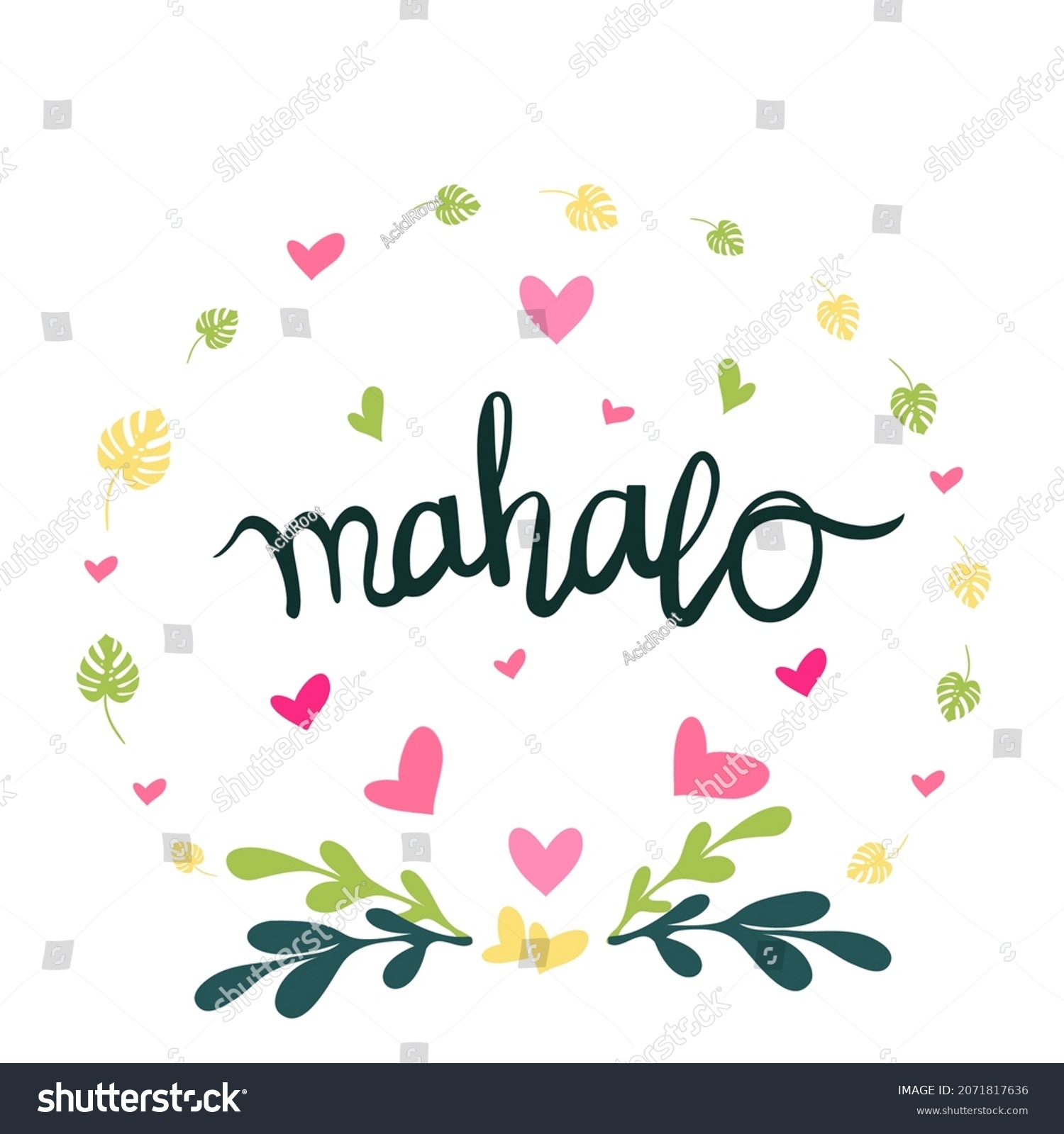 Mahalo Vector Hawaiian Thank You Handwritten Stock Vector Royalty 