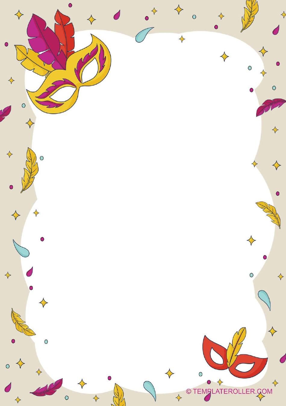 Mardi Gras Border Template Beige Download Printable PDF Templateroller