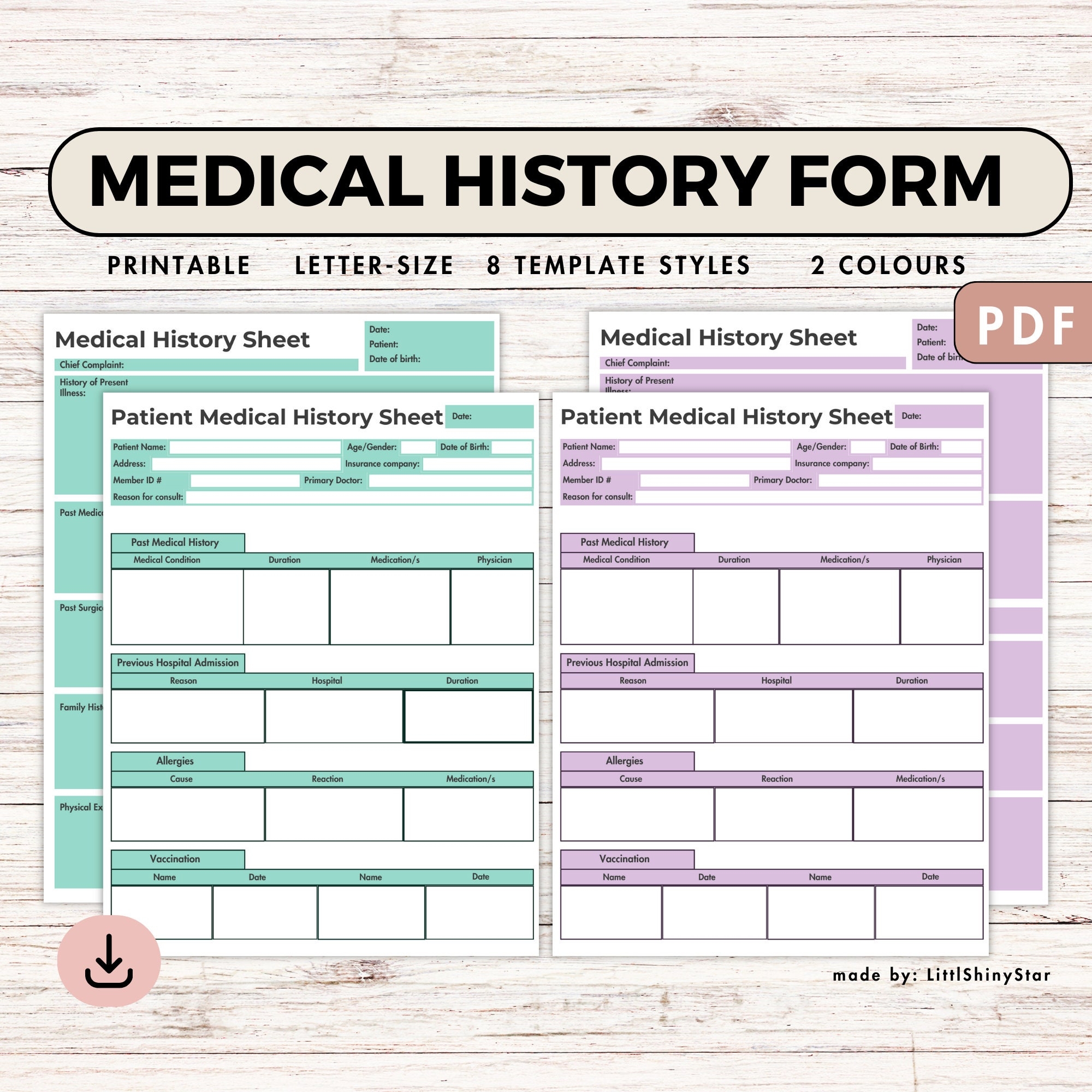 Medical History Form Printable Family Medical History Template Goodnotes Template Medical Binder Personal Health History Pdf Printable PDF Etsy