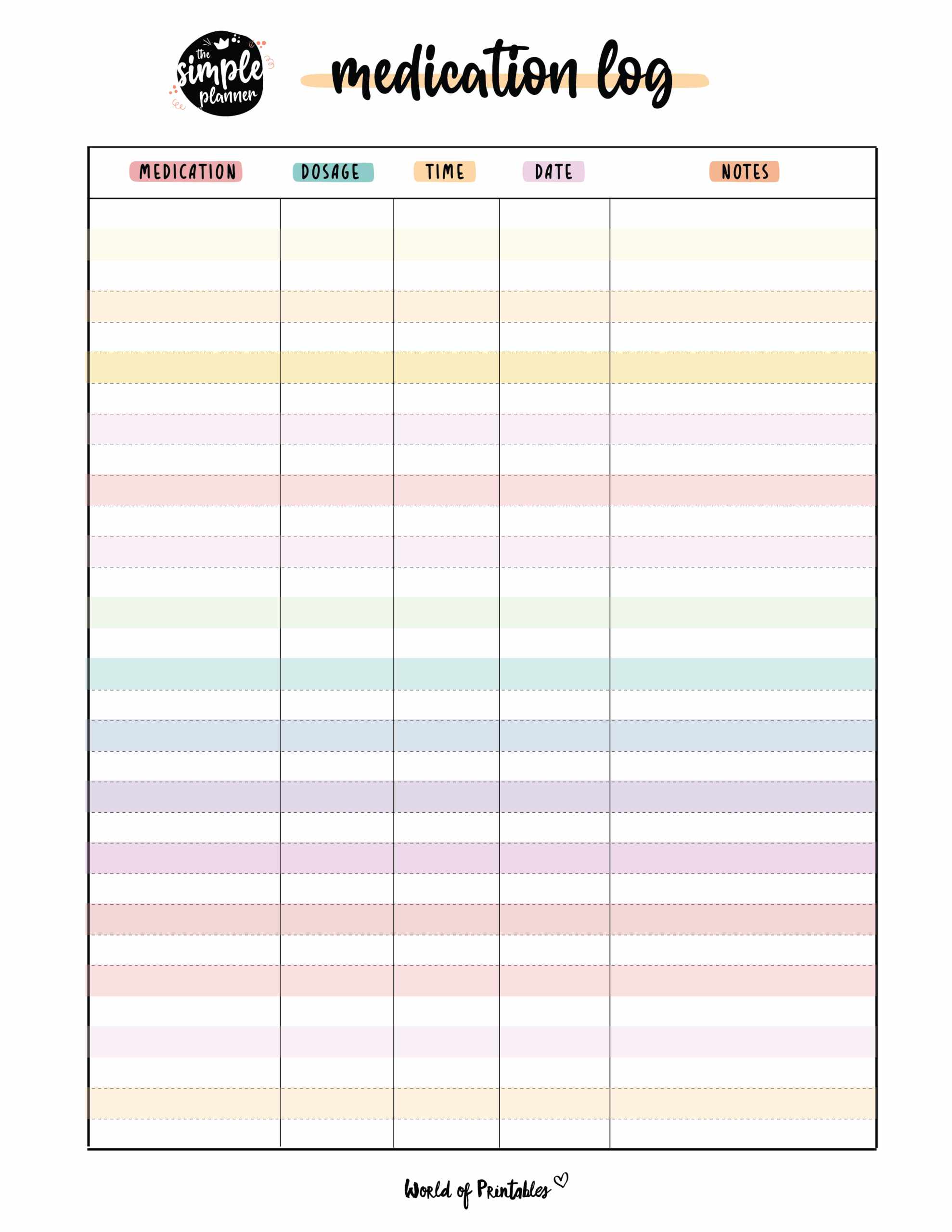 Free Printable Medicine Tracker Template