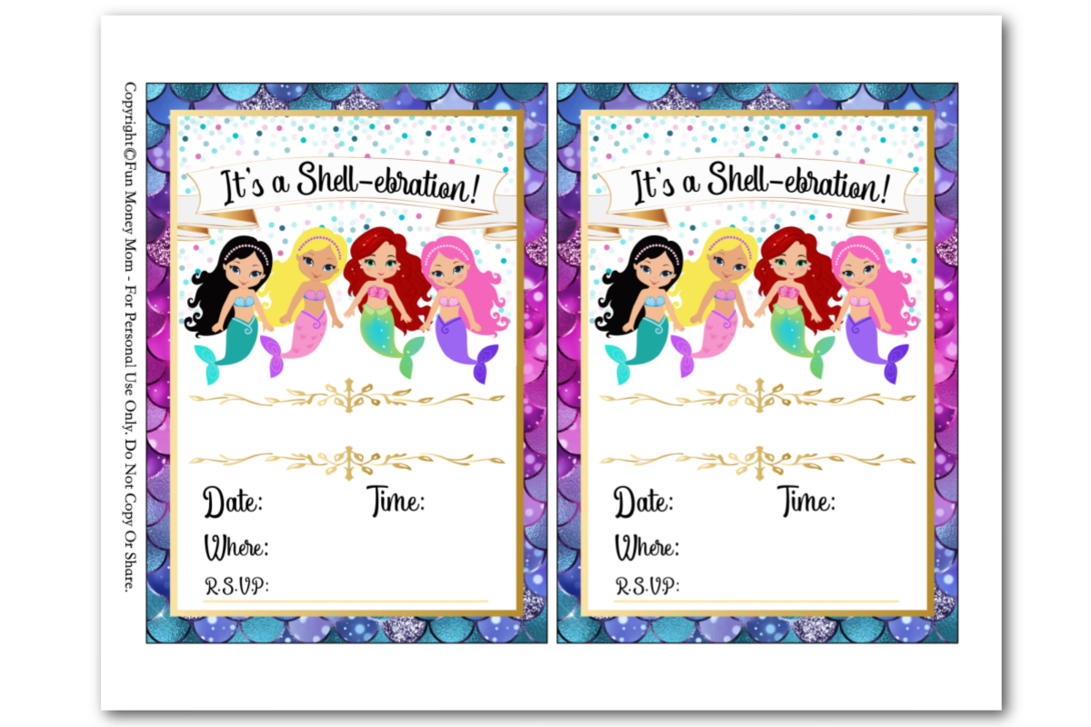 Free Printable Mermaid Birthday Invitation Templates
