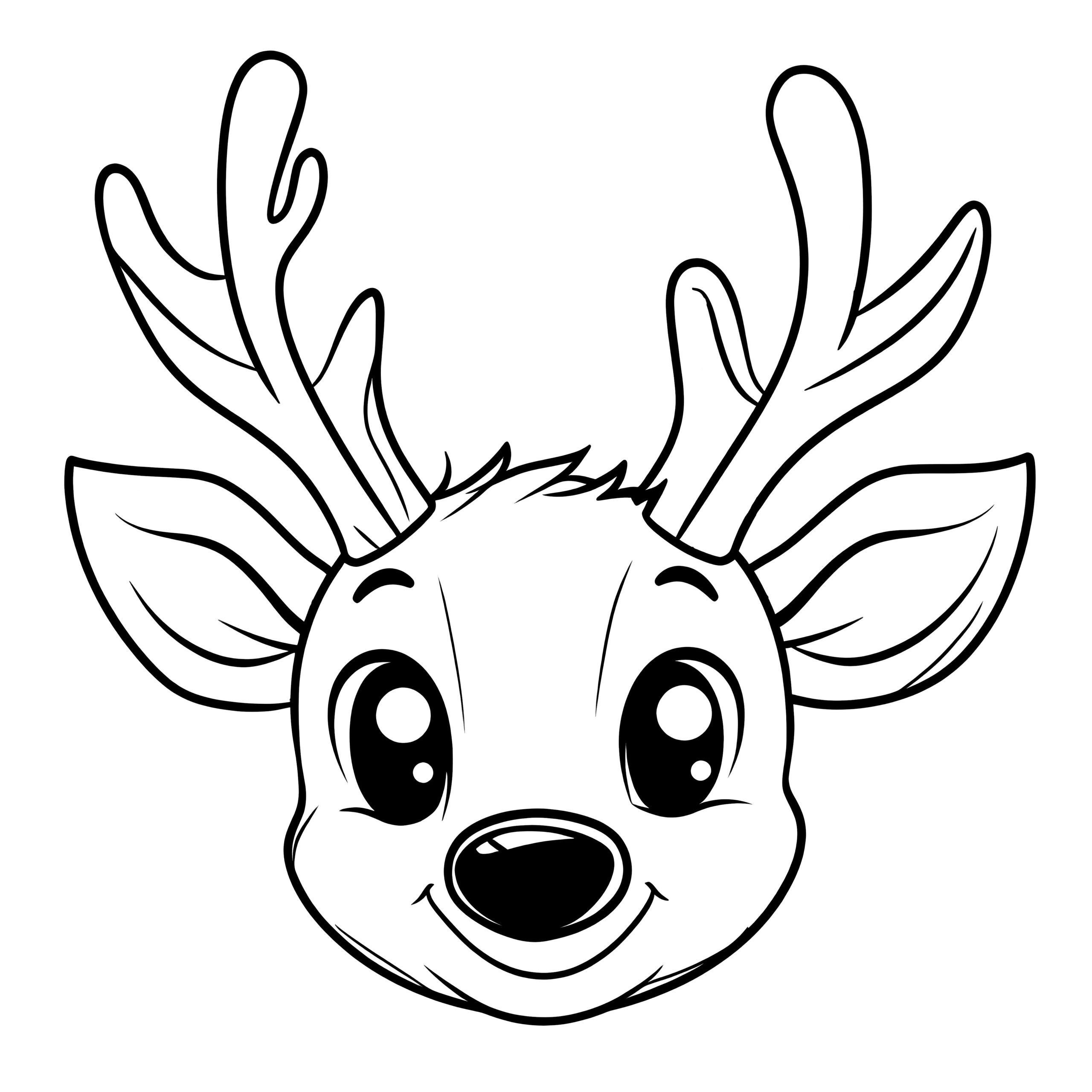 Merry Reindeer Head Free Coloring Page Merry Reindeer Head Free Coloring Page