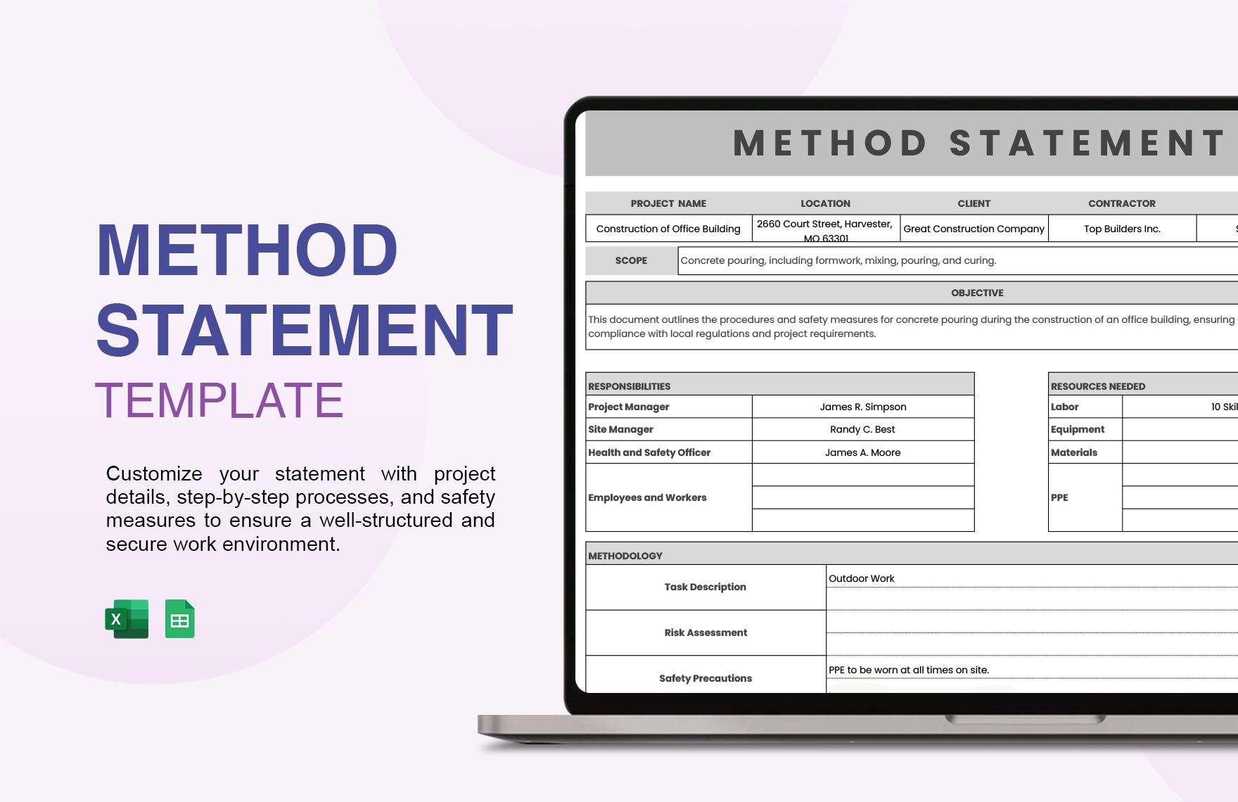 Method Statement Template In Excel Google Sheets Download Method Statement Template In Excel Google Sheets Download