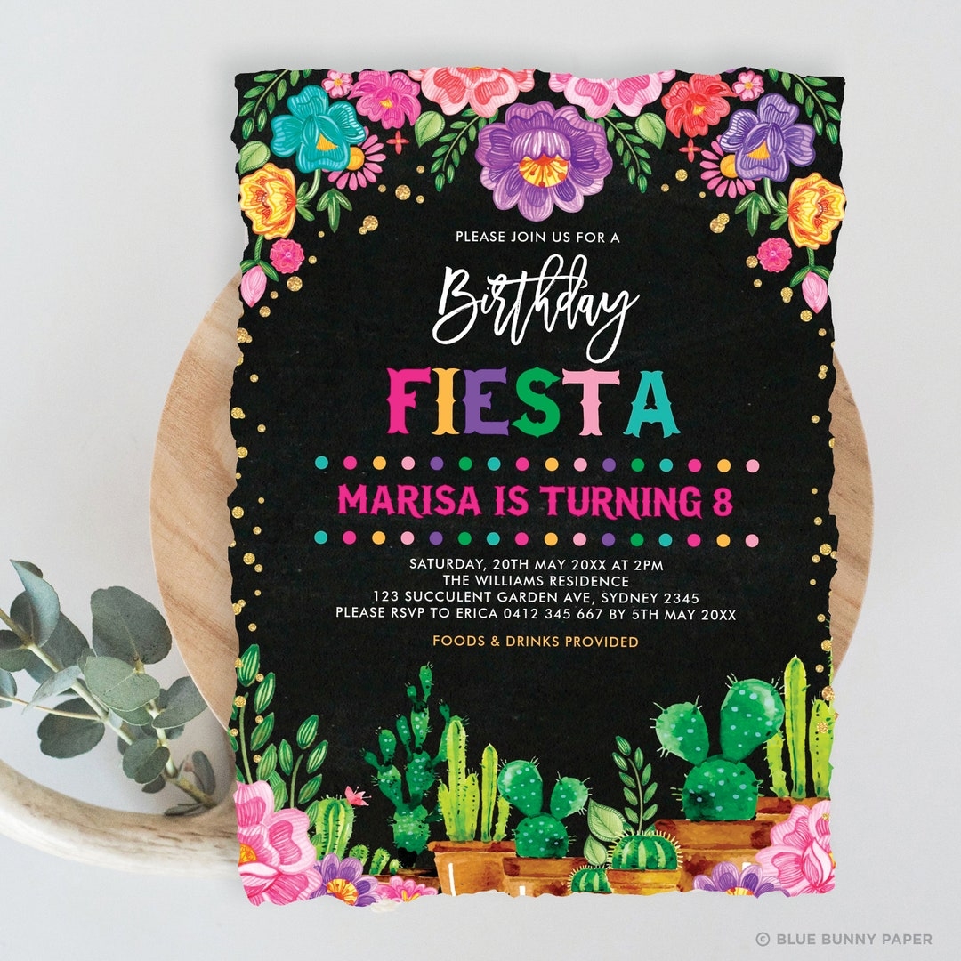 Mexican Floral Fiesta Birthday Invitation Template Editable Nacho Average Fiesta Party Invitation Printable Cactus Birthday Download CDM3 Etsy