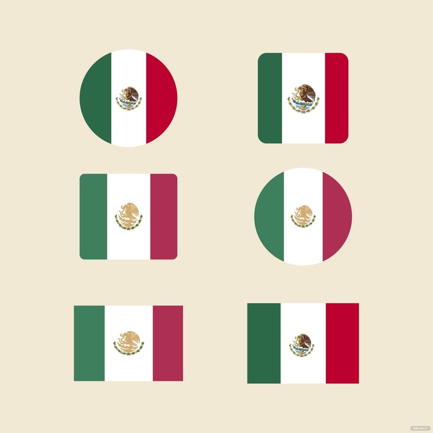 Mexico Flag Icon Vector In Illustrator SVG JPG EPS PNG Download Template