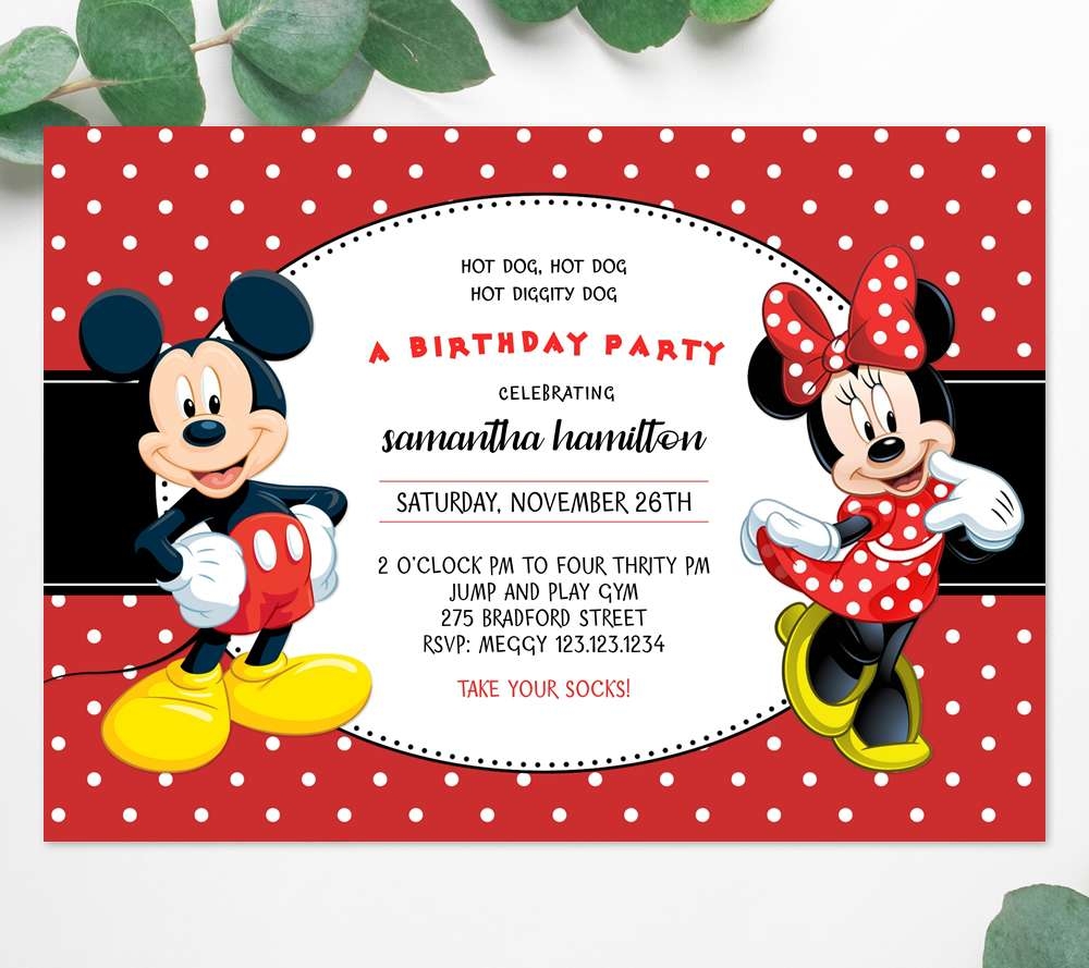 Mickey And Minnie Mouse Birthday Invitation Edit Online Instant Mickey And Minnie Mouse Birthday Invitation Edit Online Instant