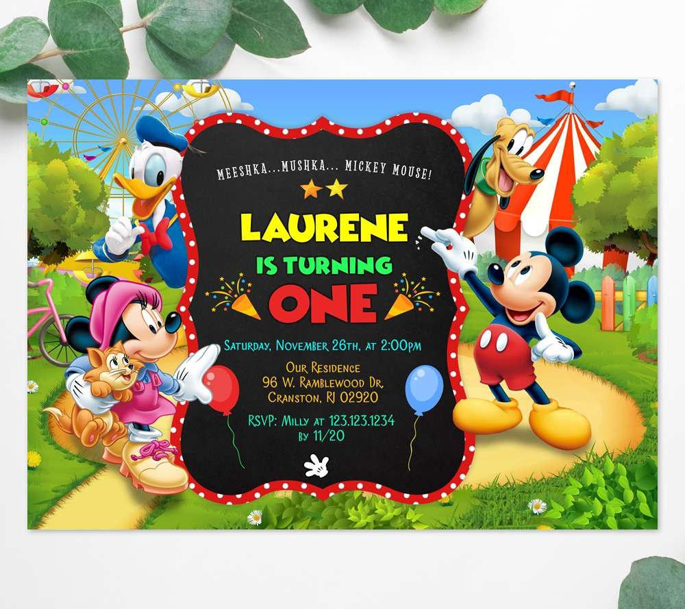 Mickey Mouse Birthday Invitation Template Edit Online Instant 