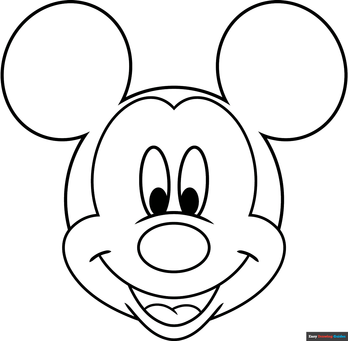 Mickey Mouse Face Coloring Page Easy Drawing Guides