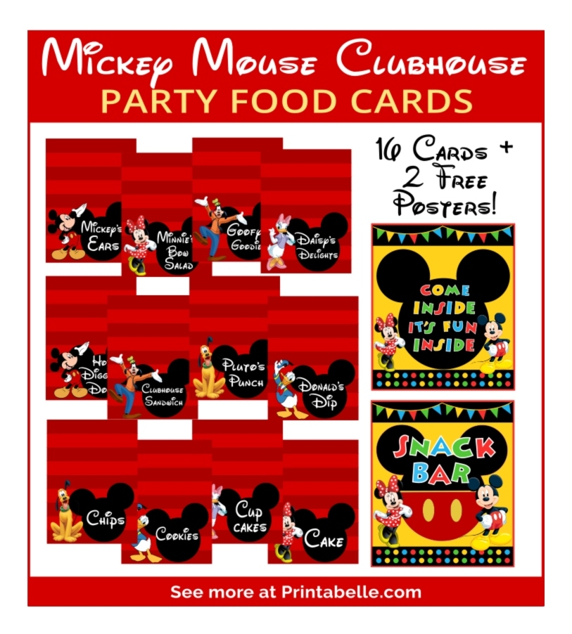 Mickey Mouse Party Food Cards U0026 Signs Printabelle