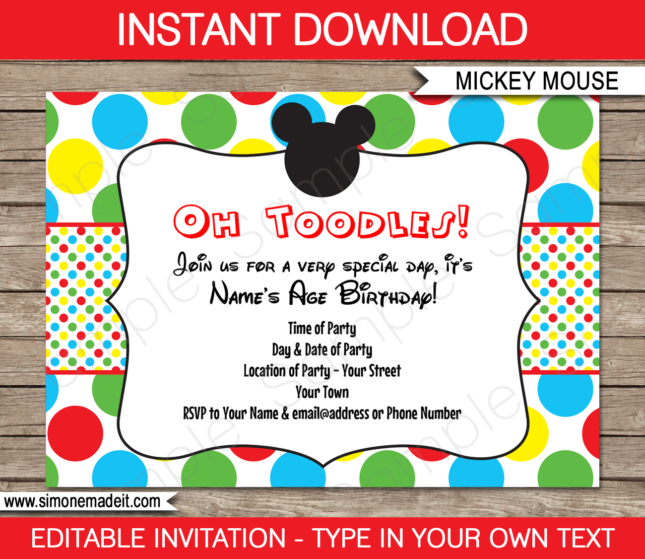 Free Printable Mickey Mouse Invitation Templates