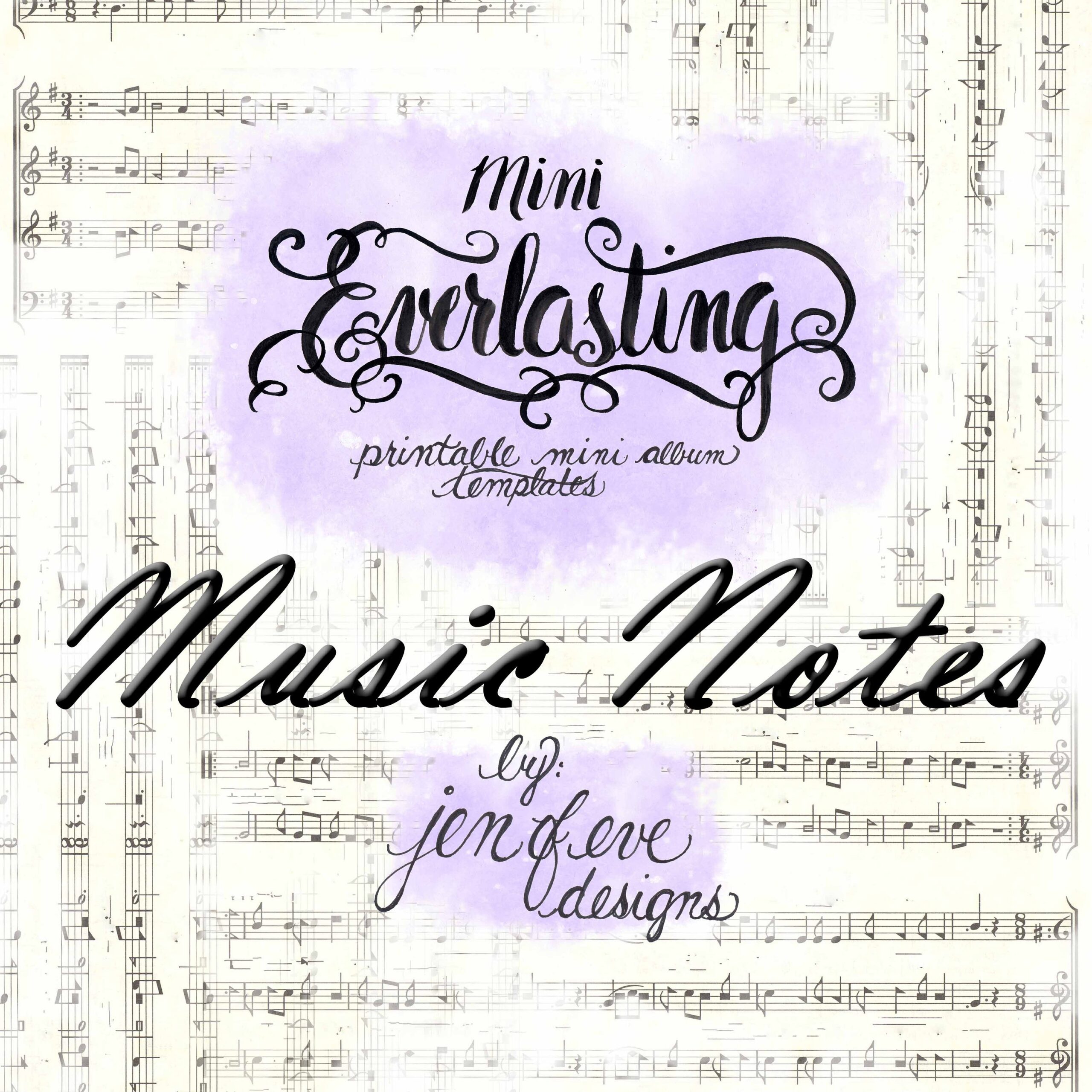 Mini Everlasting Printable Mini Album Template In Music Notes And PLAIN Etsy