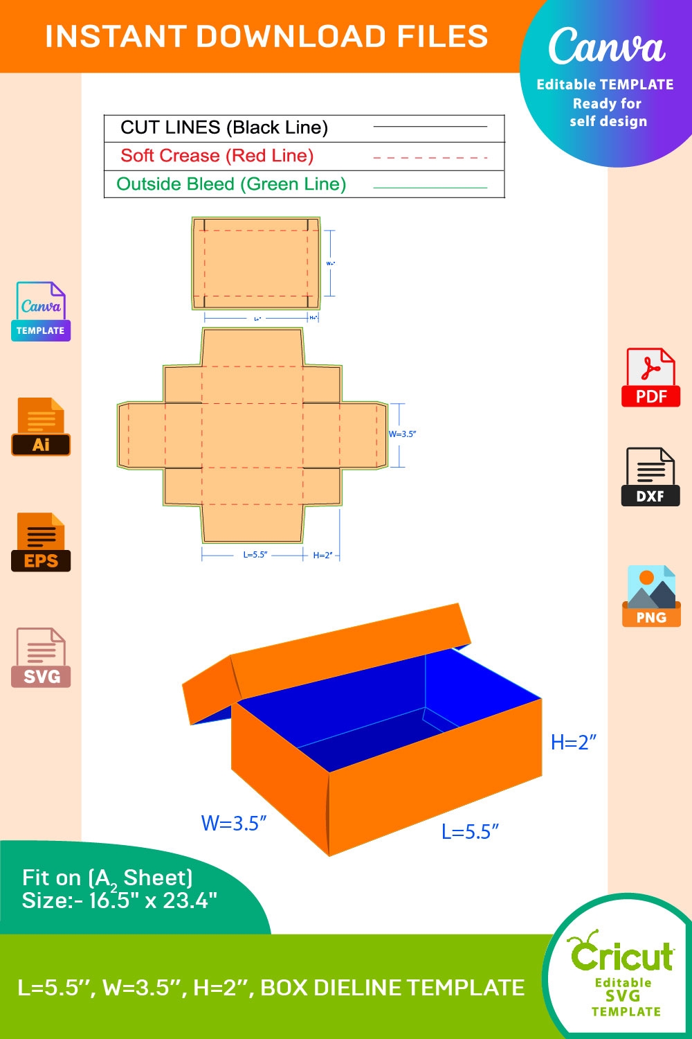 Mini Shoe Box Favor Gift Box Dieline Template SVG Ai EPS PDF JPG PNG DXF FILE MasterBundles