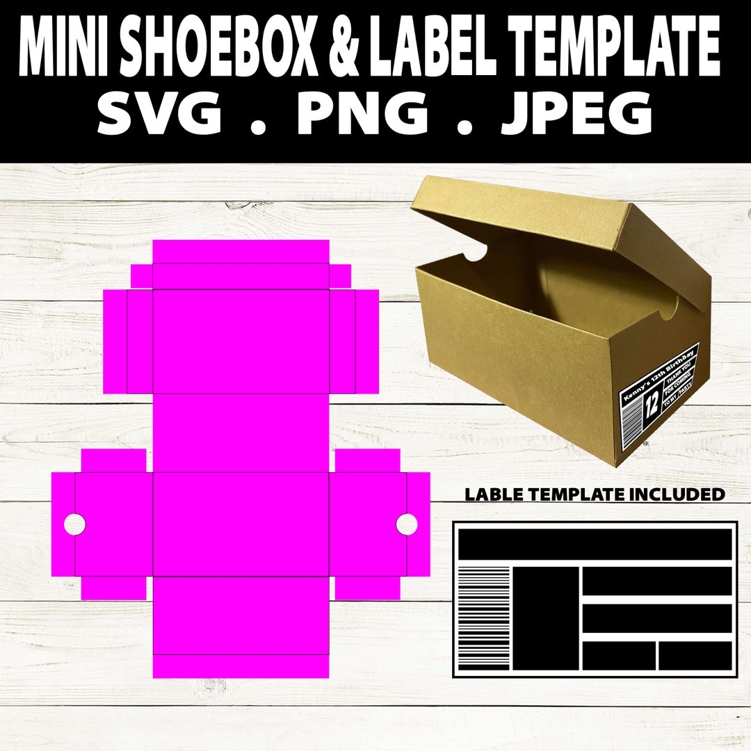 Mini Shoe Box Mini Shoe Box Cut Out Design And Label Template Cut Out By Hand Or Machine Etsy