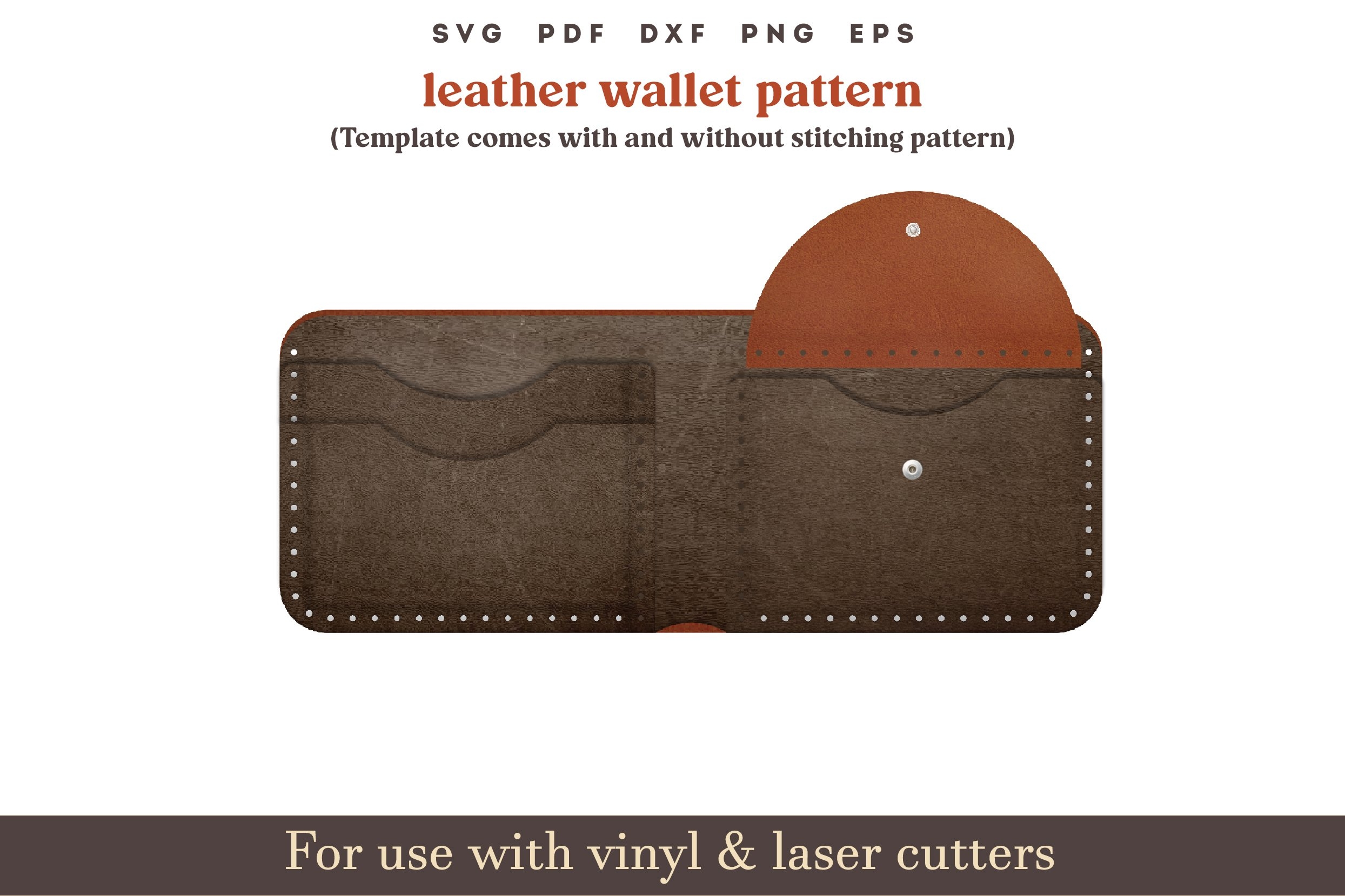 Minimalist Leather Wallet Cut File Template SVG PDF Pattern