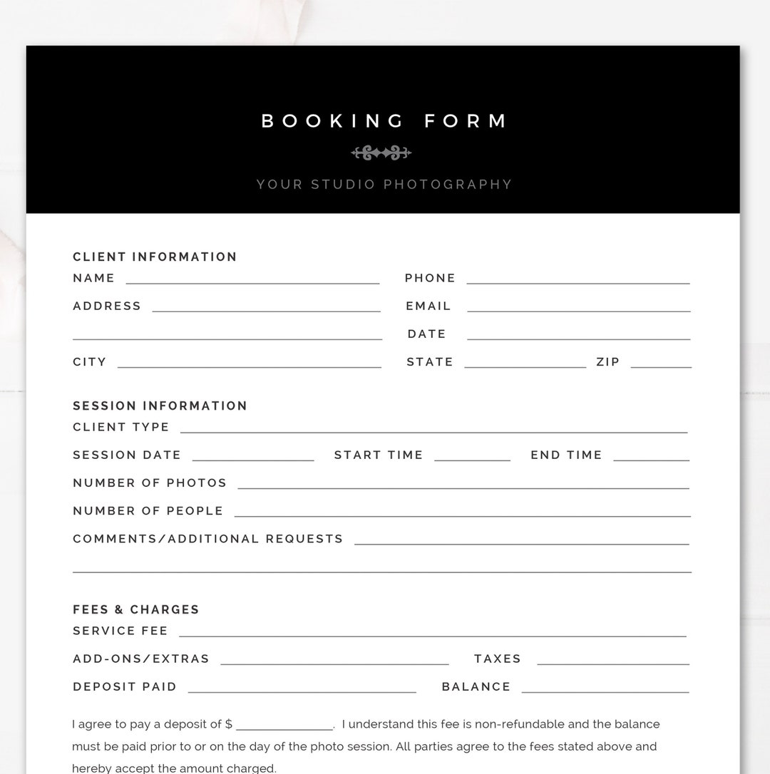 Free Printable Session Booking Templates