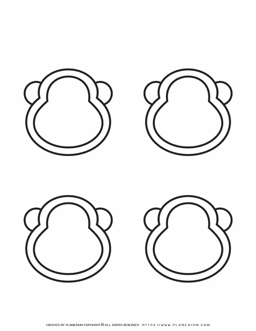 Monkey Outline Four Monkey Faces Blank Planerium