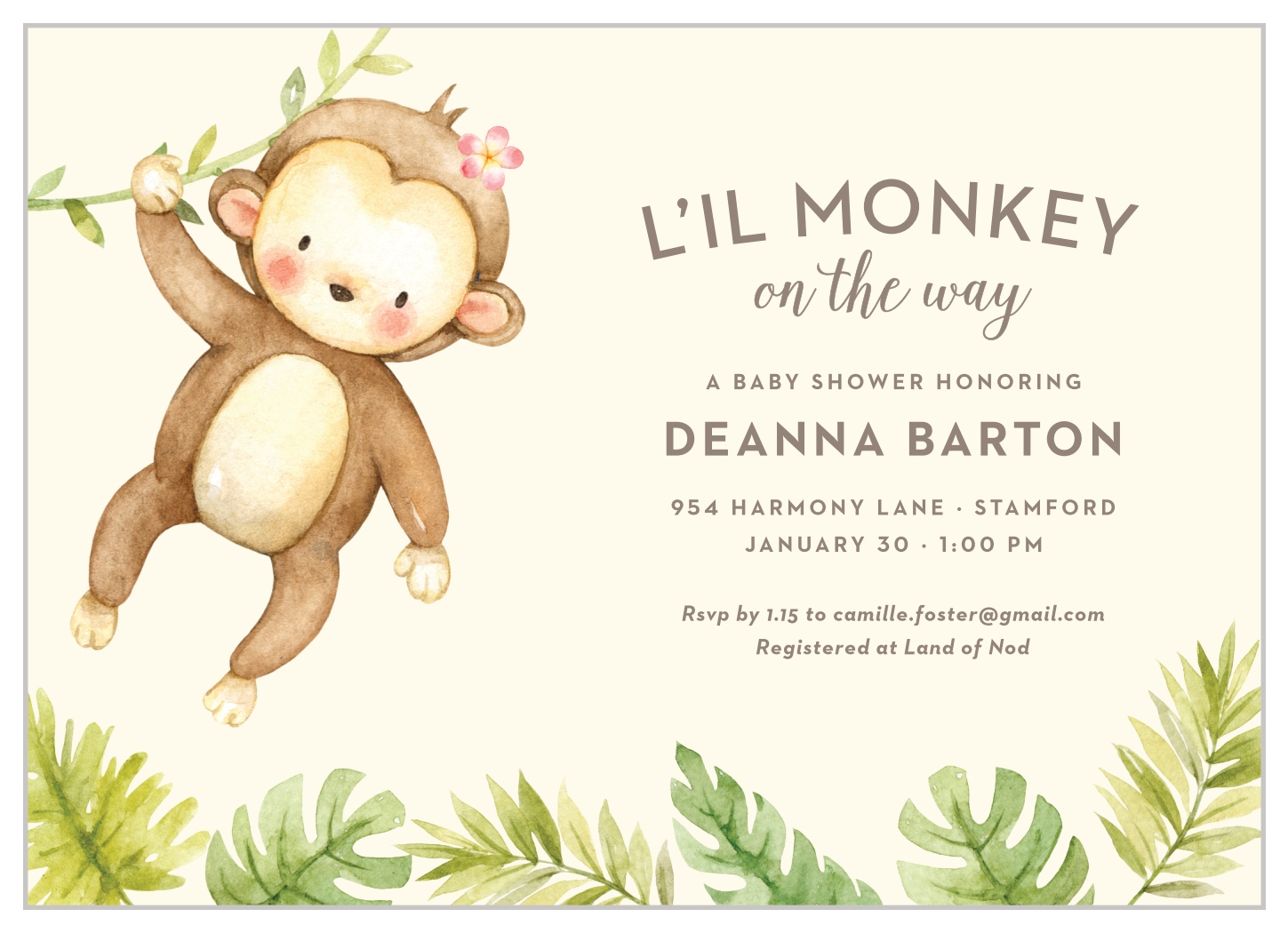 Monkey Tree Baby Shower Invitations By Basic Invite Monkey Tree Baby Shower Invitations By Basic Invite