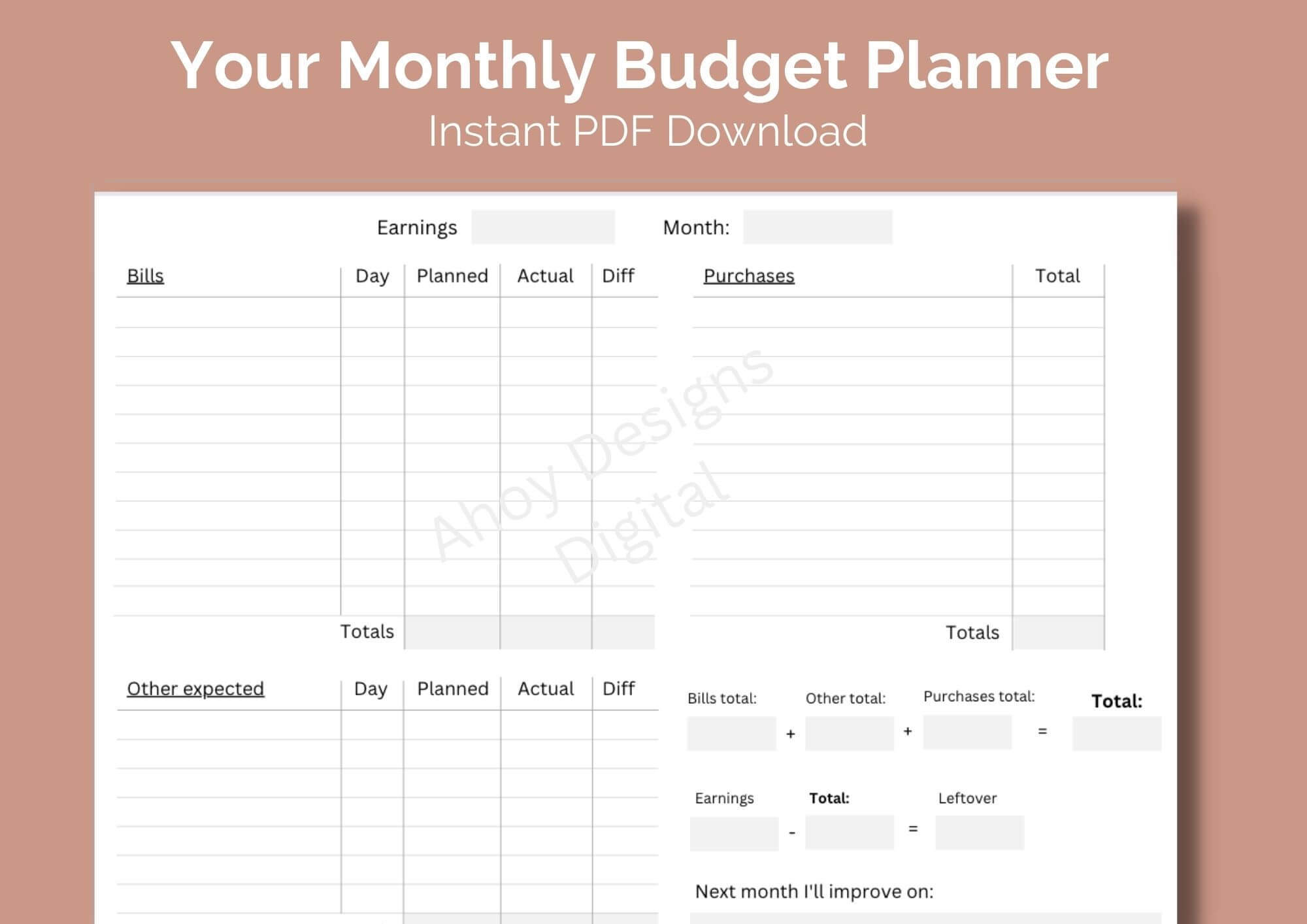 Free Printable Personal Budget Template Uk