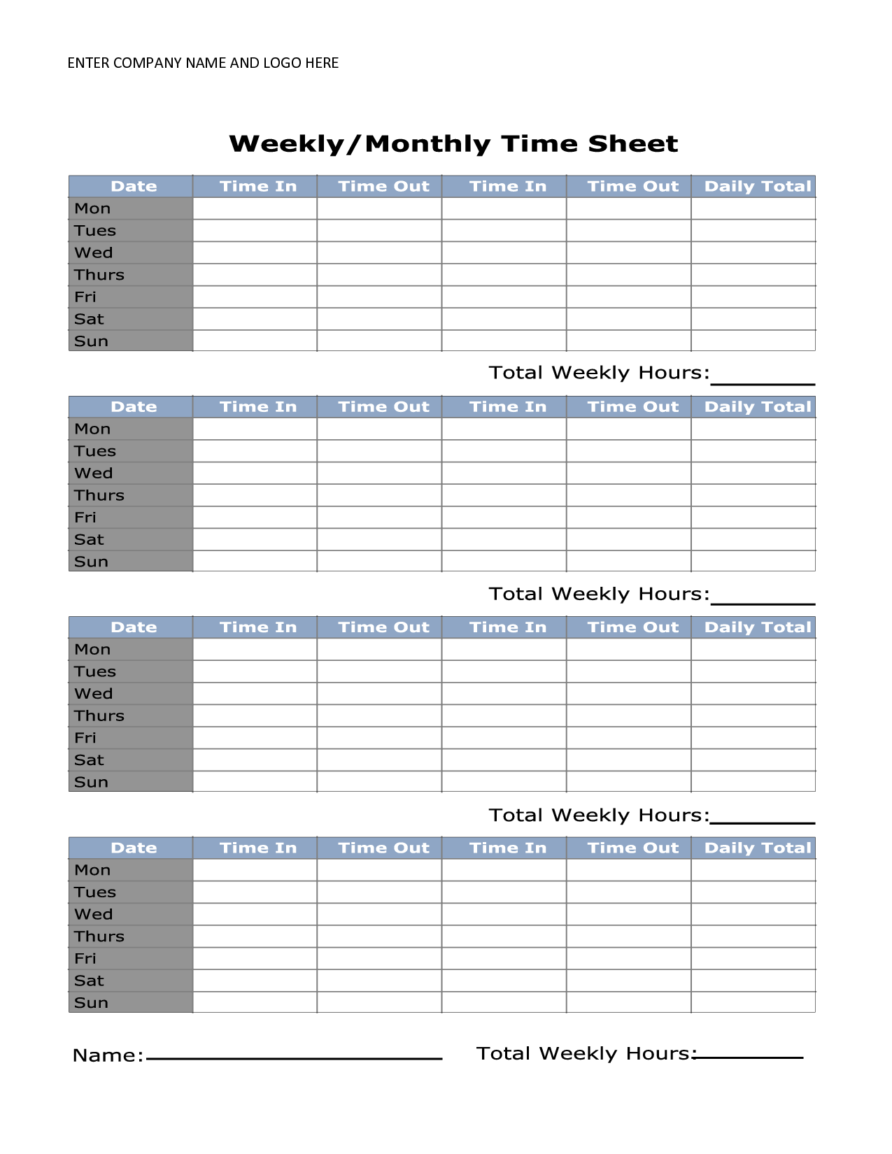 Monthly Time Sheets 10 Free PDF Printables Printablee Monthly Time Sheets 10 Free PDF Printables Printablee