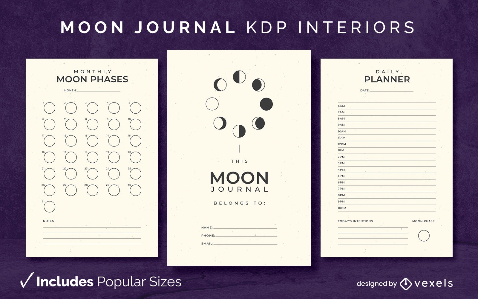 Mooon Journal Template KDP Interior Design Vector Download