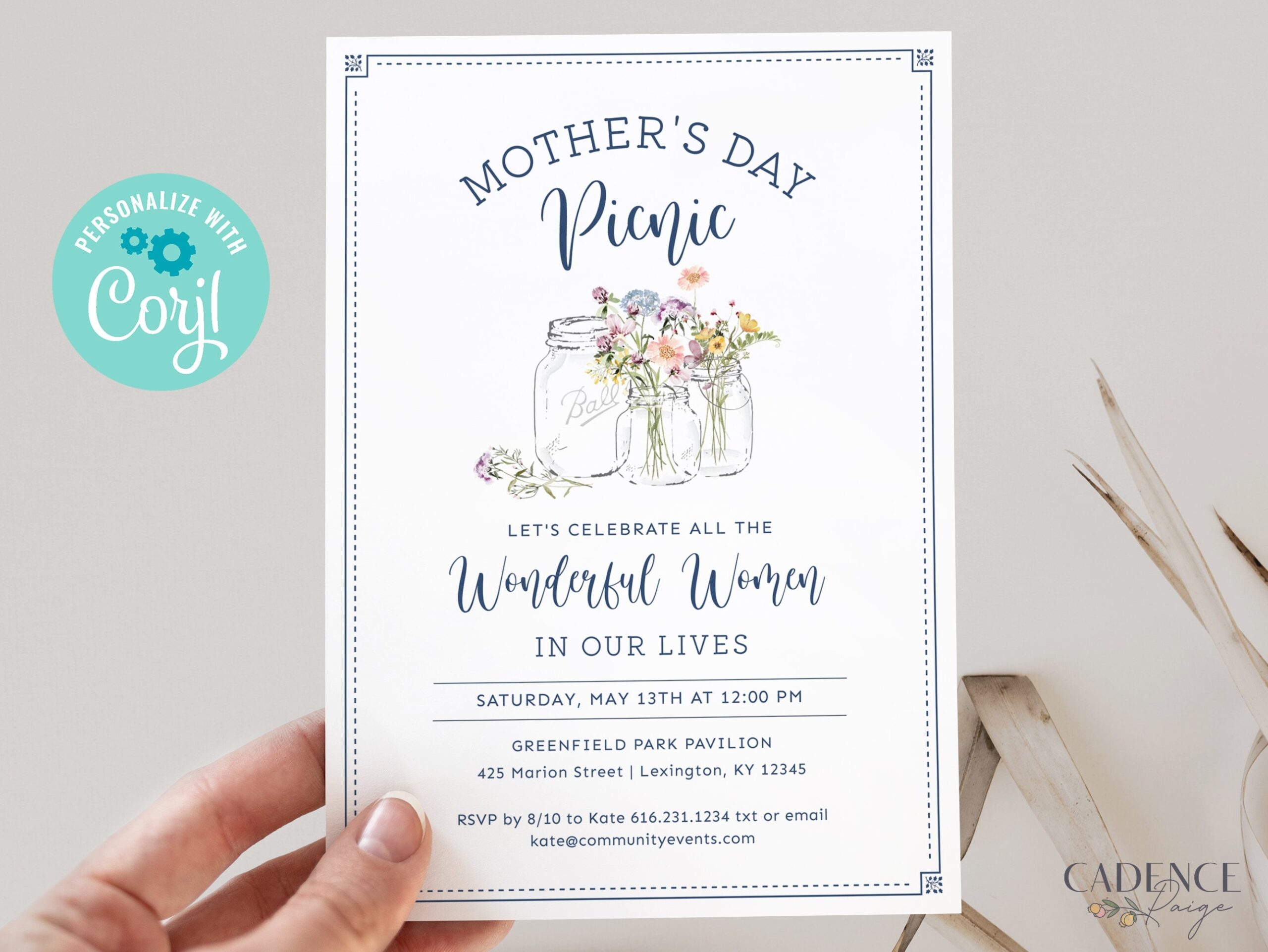 Mother s Day Picnic Invitation Celebrate Mom Invitation Mother s 