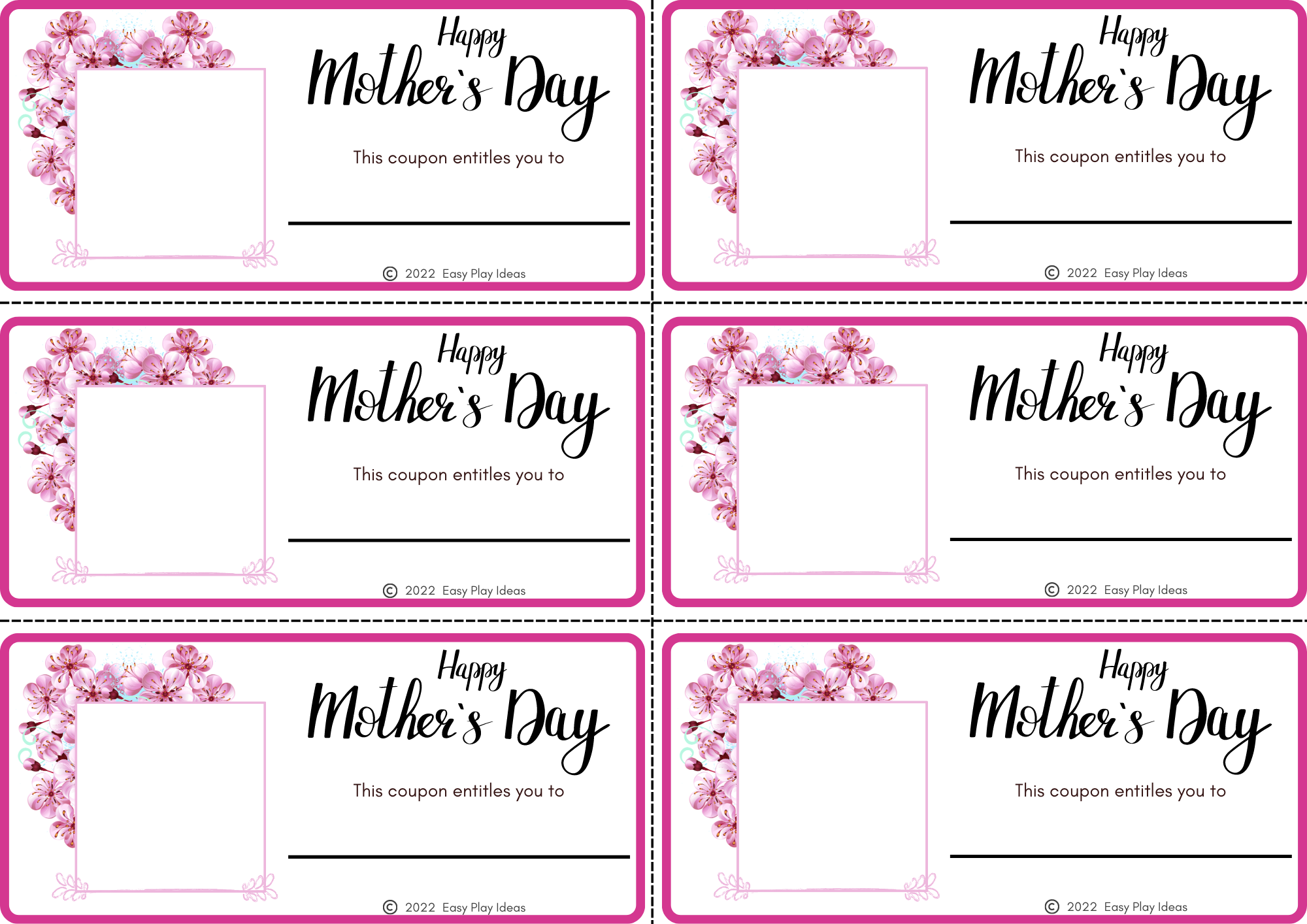 Mother s Day Printable Coupons And Choice Board Easy Play Mother s Day Printable Coupons And Choice Board Easy Play