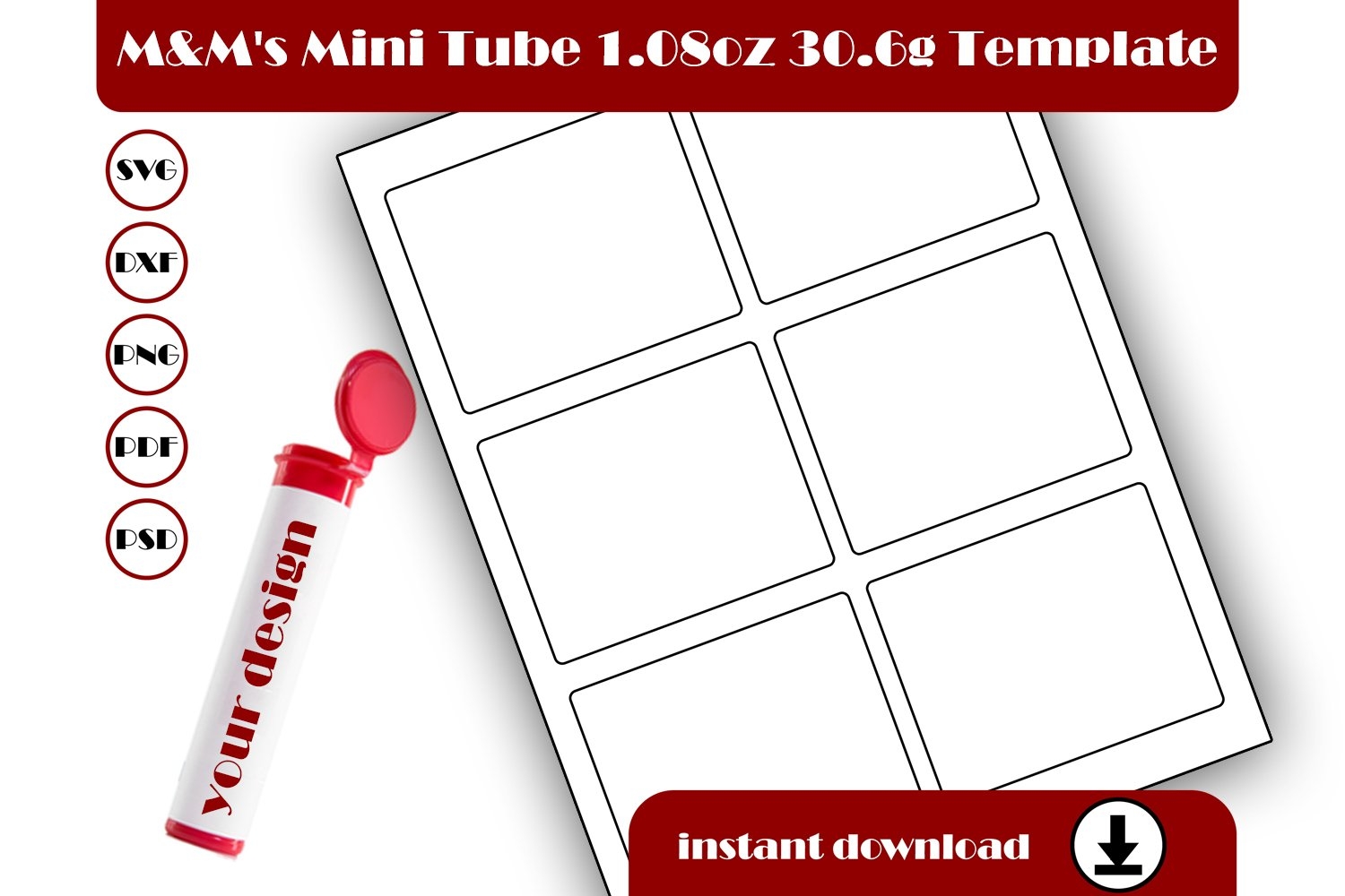 Mu0026M s Mini s Tube Label 1 08 Oz 30 6g Tube Wrapper Template