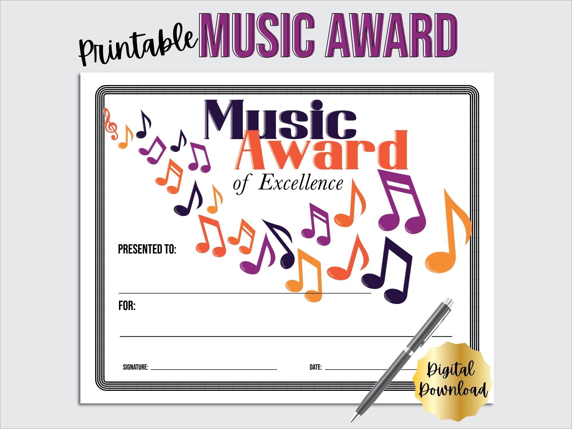 Free Printable Music Certificates Templates