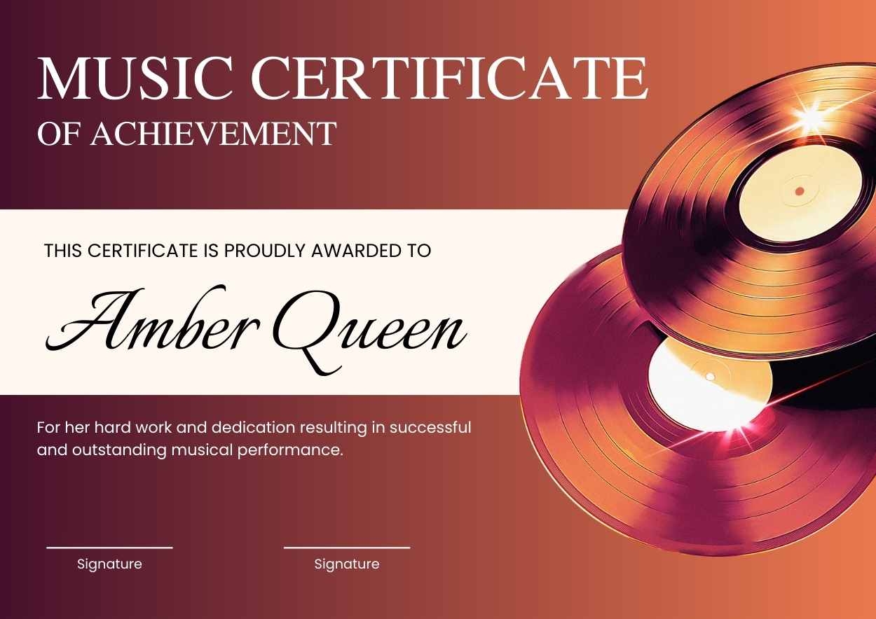 Music Certificate Free Certificate Template SlidesCarnival Music Certificate Free Certificate Template SlidesCarnival