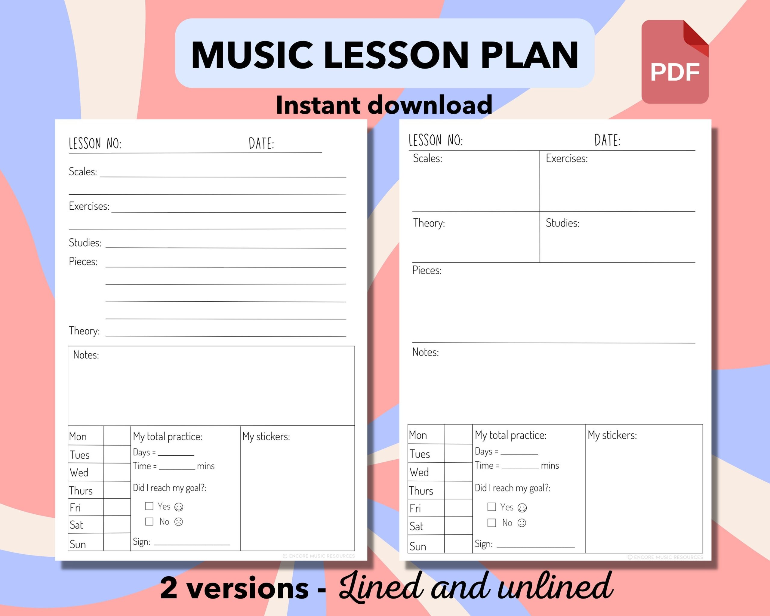 Free Printable Music Lesson Plan Templates
