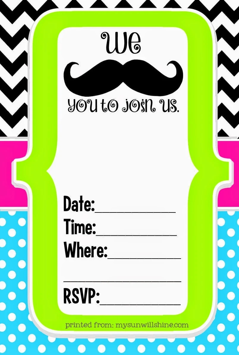 Free Printable Mustache Invitation Template Free Printable Mustache Invitation Template