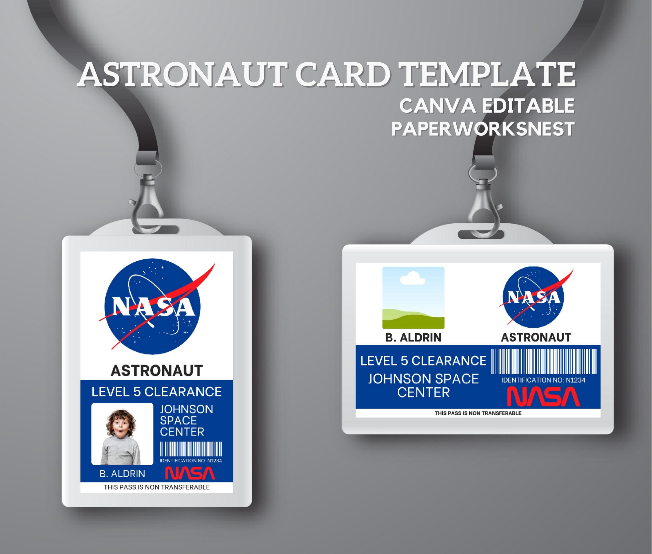 NASA Astronaut ID Badge Template Name Badge Space Astronaut Prop For Cosplay Costume Custom Ticket Printable Outer Space Party Favors Etsy
